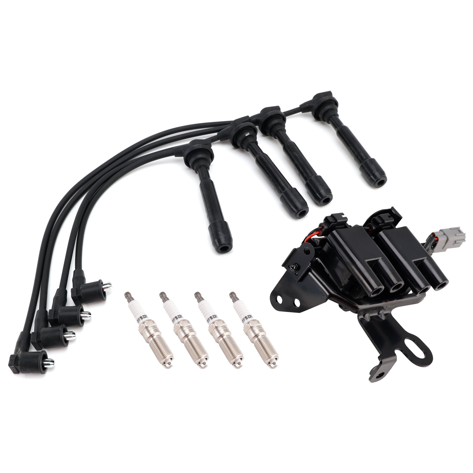 1 Ignition Coil+4 Spark Plug+ Wires Pack Uf419 For Hyundai Elantra Kia Soul 2.0