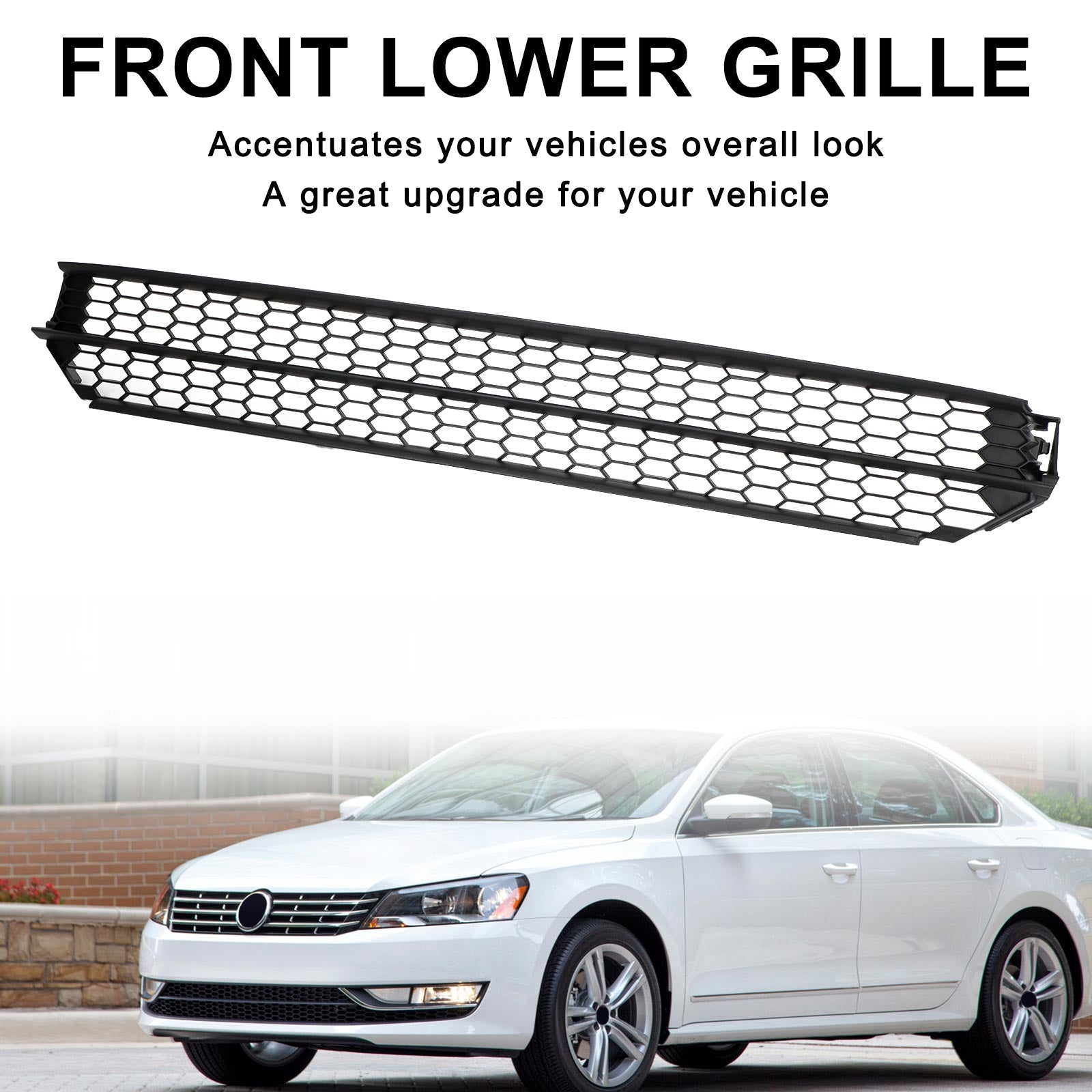 2012-2015 VW Passat Honeycomb Front Bumper Lower Grill Grille Black