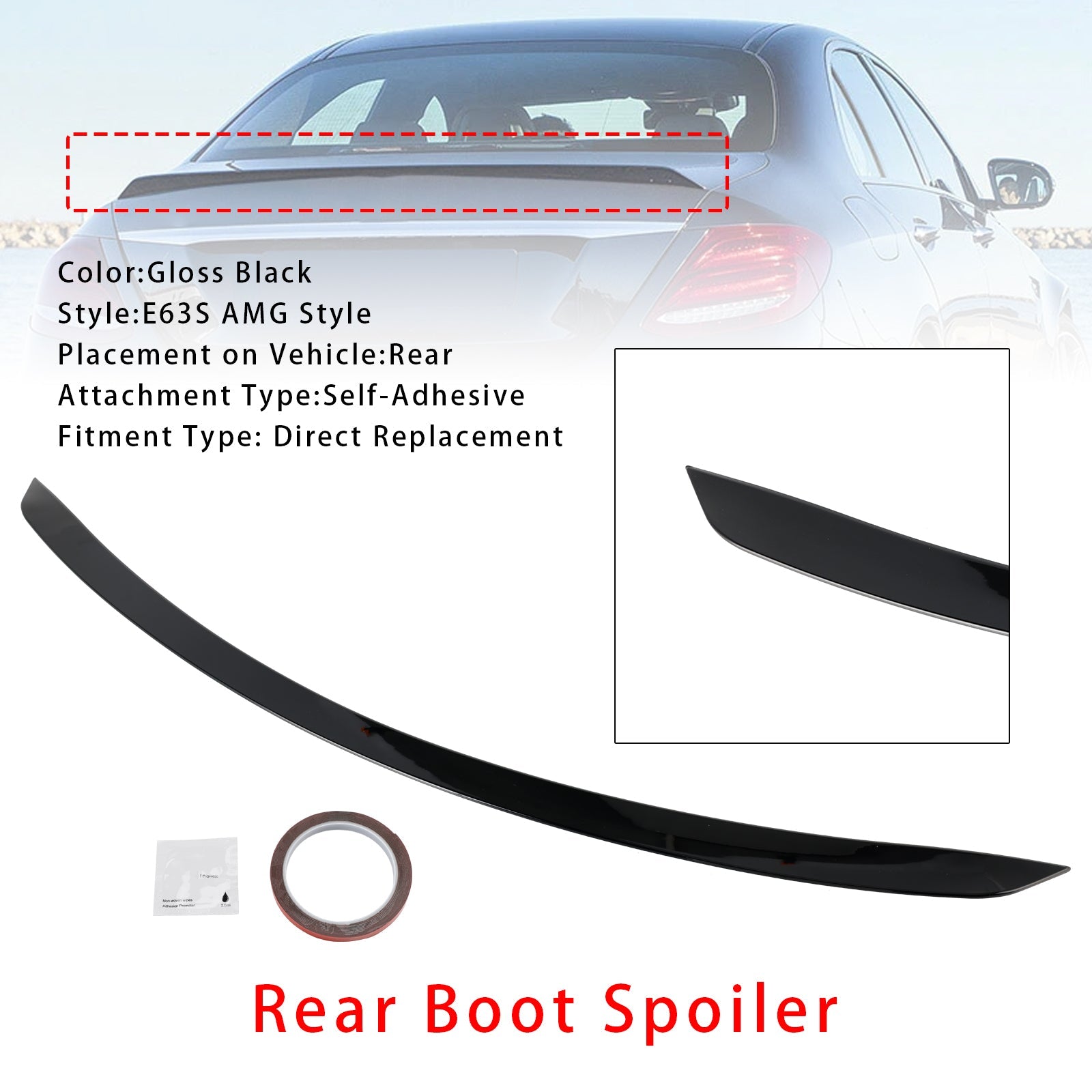 Gloss Black Rear Boot Spoiler For Mercedes E Class W213 16-20 E63S Style
