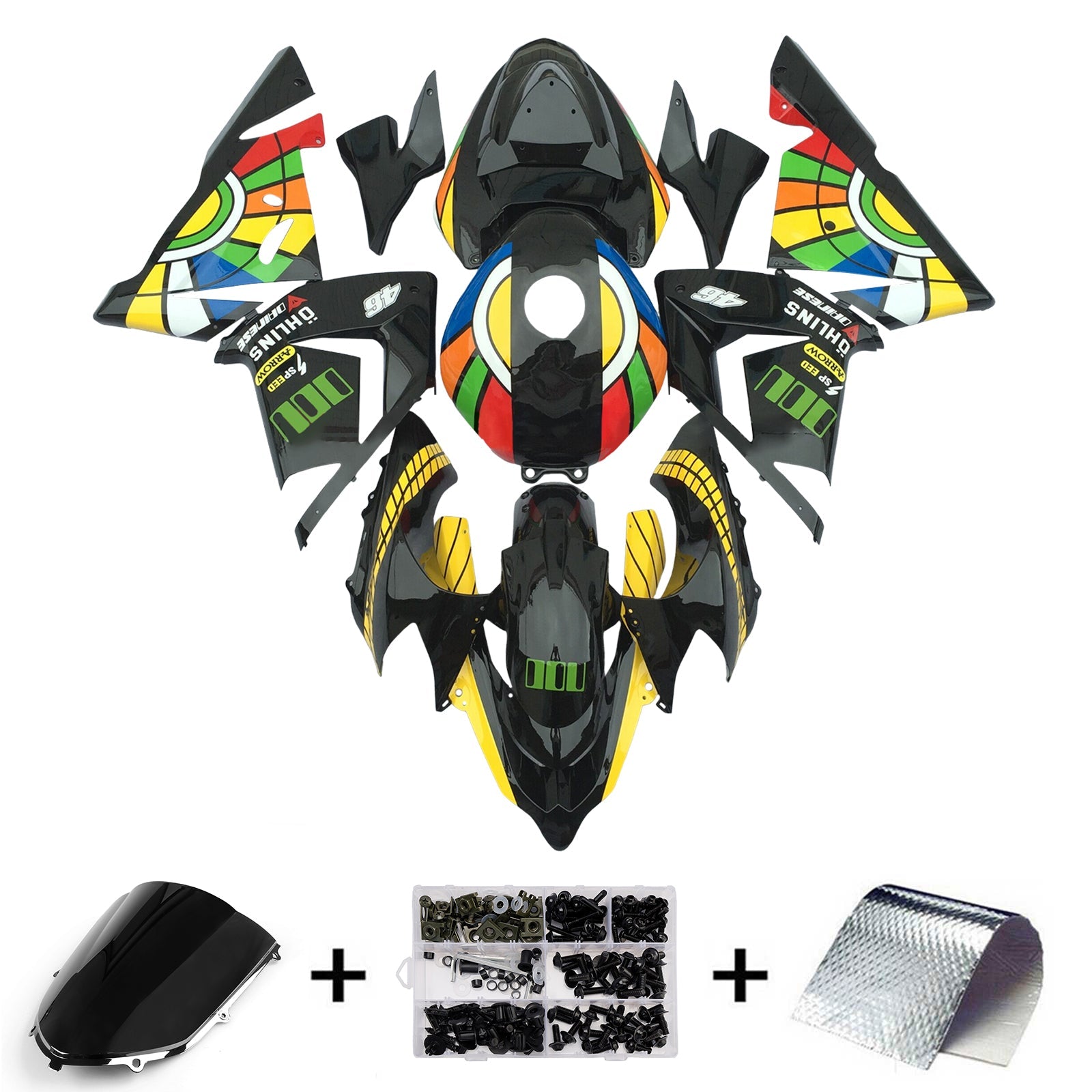 Injection Fairing Kit Bodywork Plastic ABS fit For Kawasaki ZX10R 2004-2005