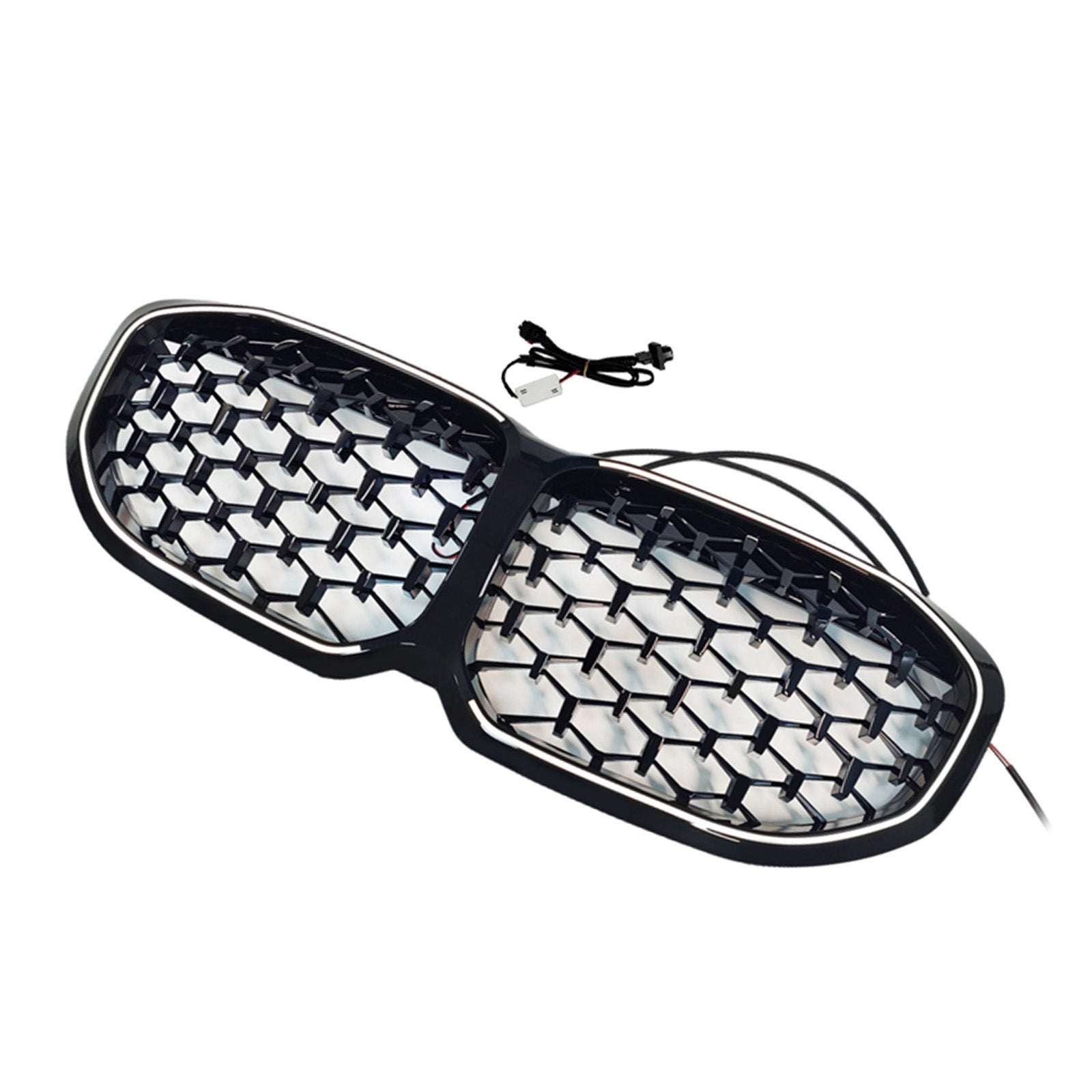 2019-2024 Fit BMW 1 Series F40 Diamond Front Kidney Grill Grille Gloss Black
