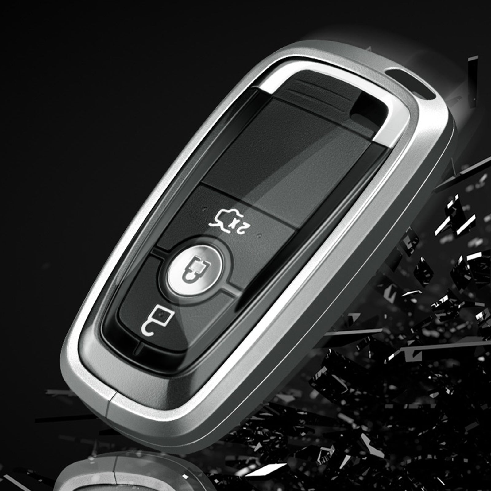 Aluminum Alloy TPU Silvery Car Key Case Cover With Buckle For Ford