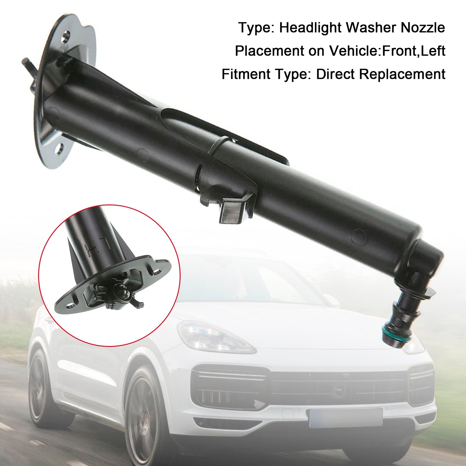 2015-2017 Porsche Cayenne Front Headlight Spray Washer Nozzle Left 95862816110
