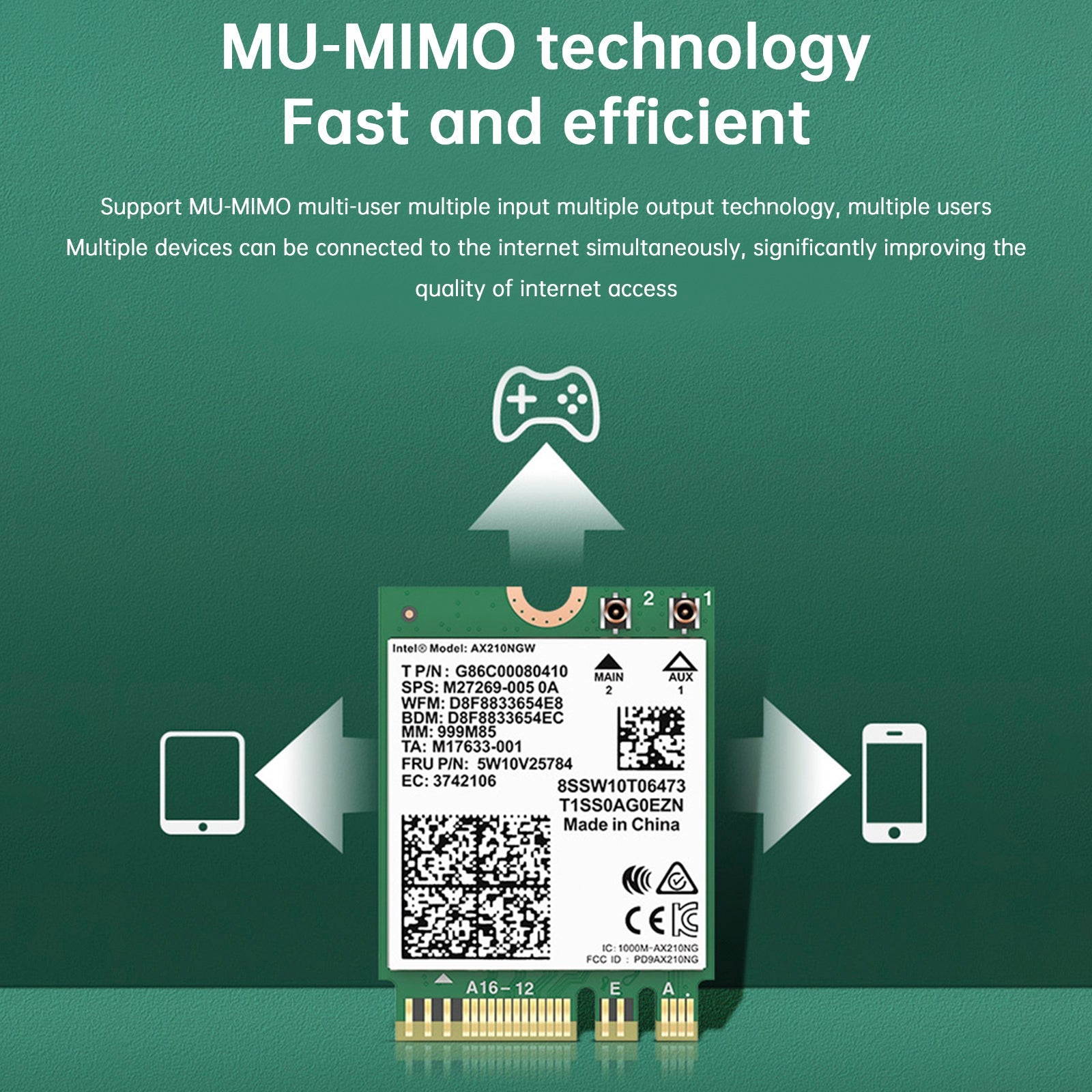AX210 Module Bluetooth 5374Mbps High-Speed Gigabit Network Card Supports WIFI6