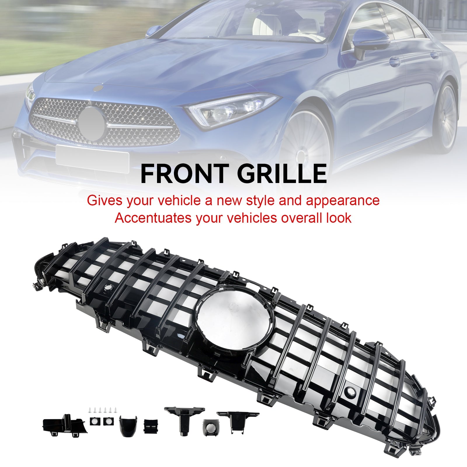 2018 2019 2020 2021 2022 2023 2024 Mercedes CLS C257 W257 Coupe Black Front Bumper Grill Grille