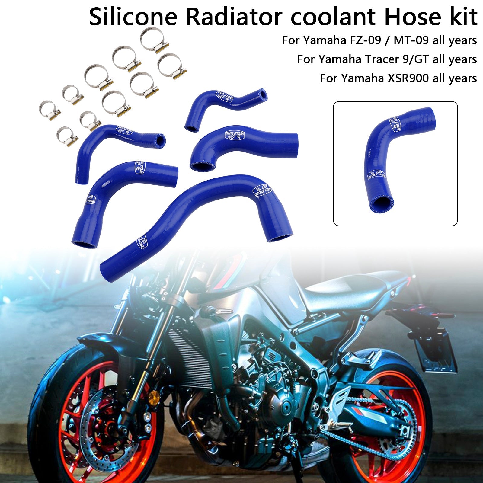 Yamaha MT-09 XSR900 Tracer 9/GT all years Silicone Radiator coolant Hose