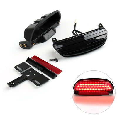 Softail FXST FXSTB FXSTC Blk Tri-Bar Fender LED Tail Light + Bracket