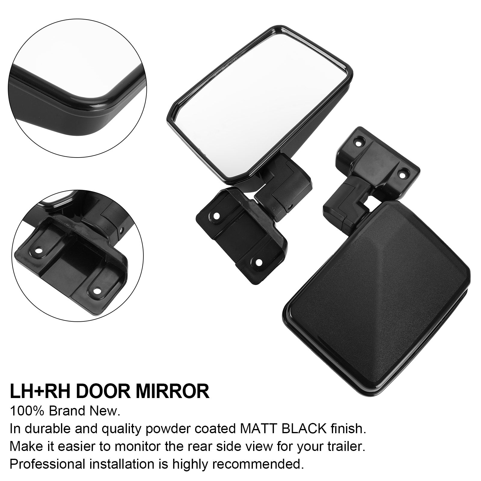 1985-2007 Toyota LandCruiser 70 75 78 Series Ute Pair LH+RH Door Mirror