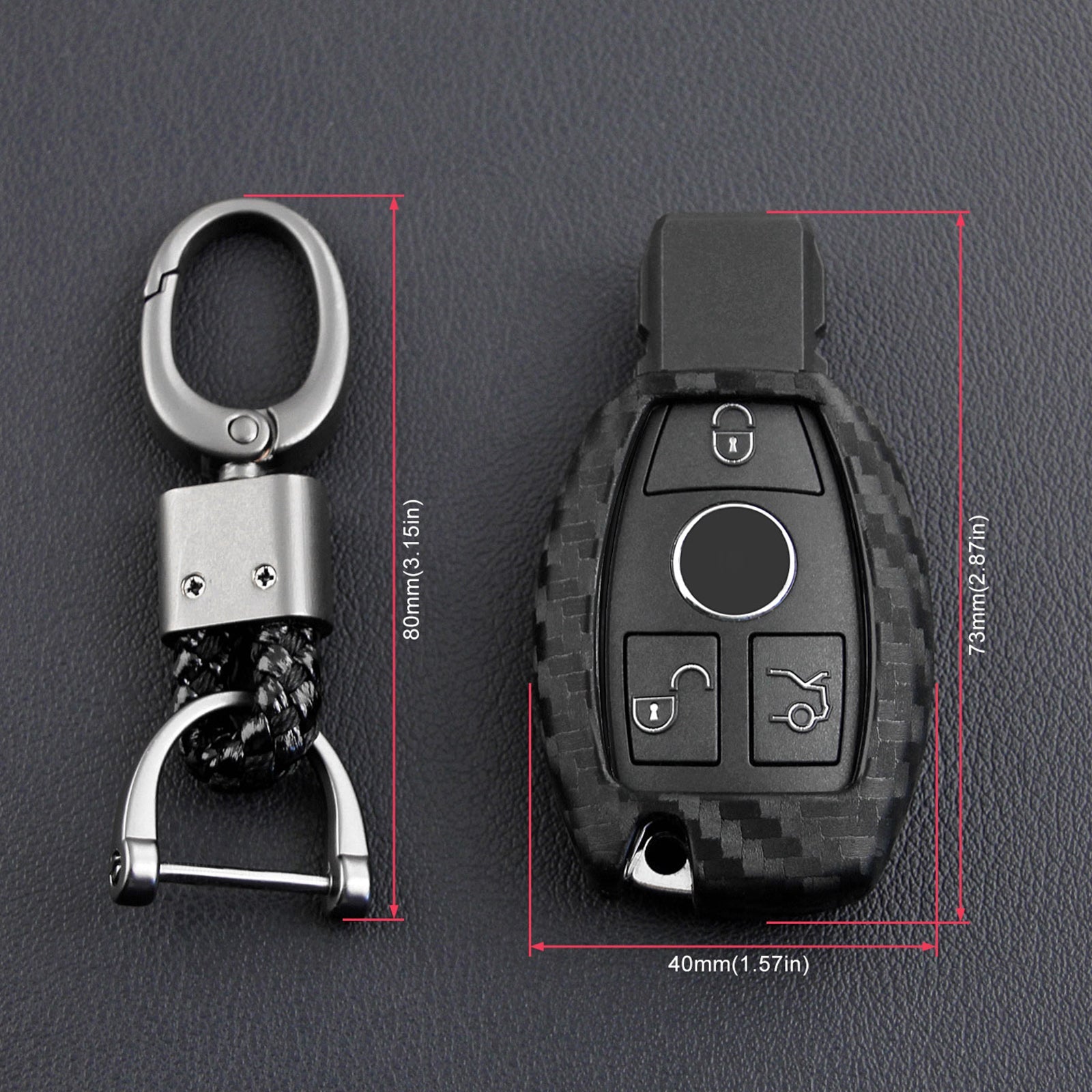 Leather Silicone Car Key Case Cover With Buckle For Mercedes-Benz