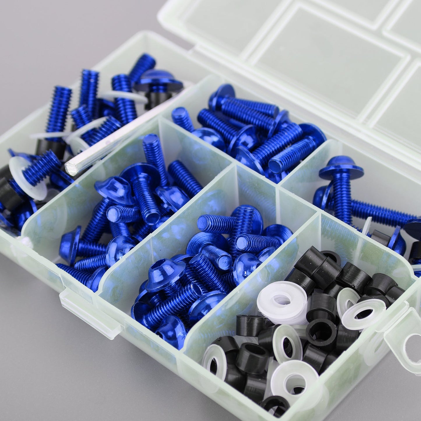 158Pcs Sportbike Windscreen Fairing Bolts Kit Fastener Clips Screws Blue