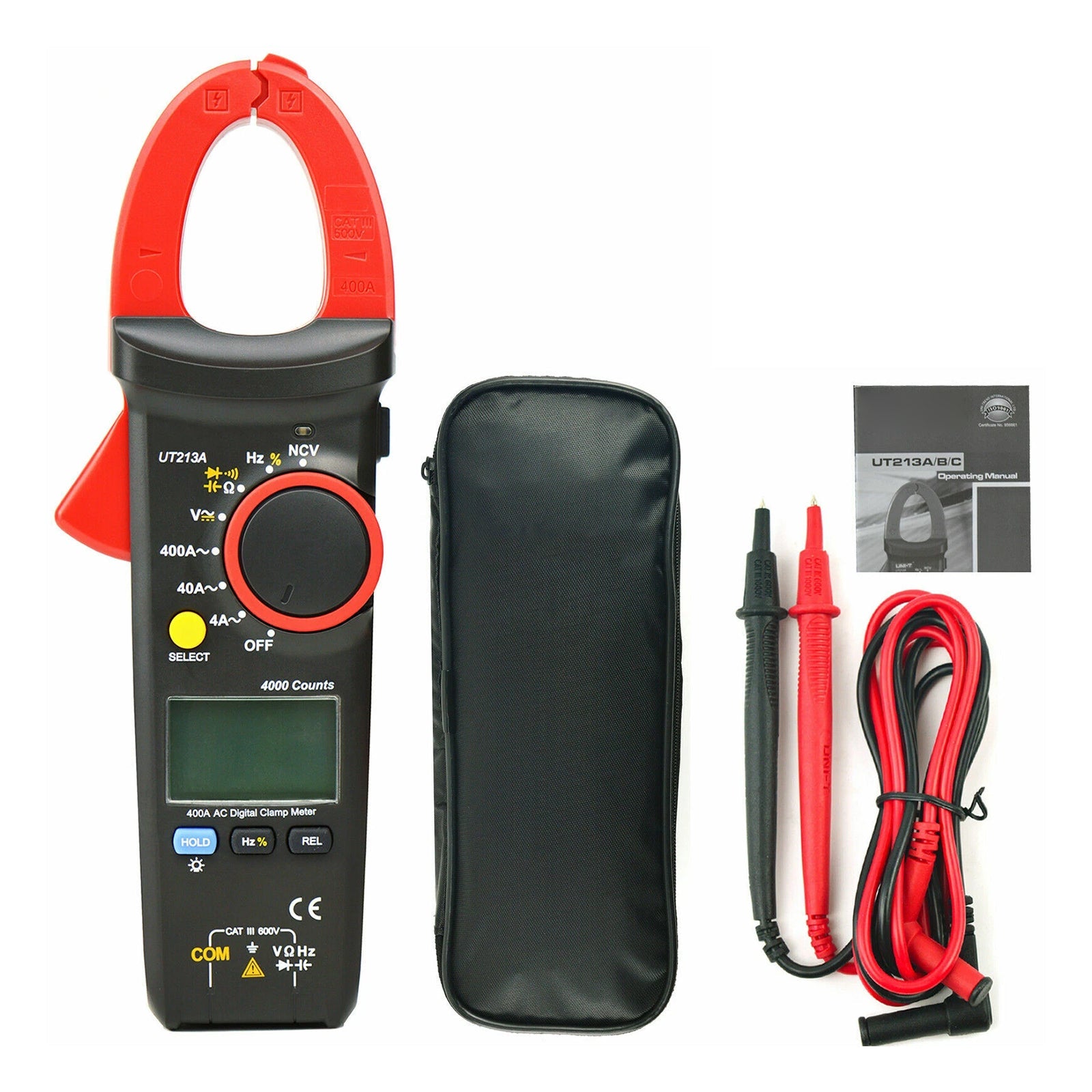 UT213A 400A Clamp Meter TRMS AC DC Current Voltage Resistance Capacitance Tester