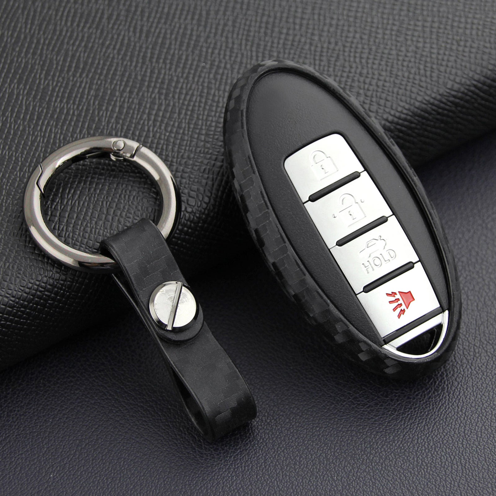 Leather Silicone Car Key Case Cover With Buckle For Nissan
