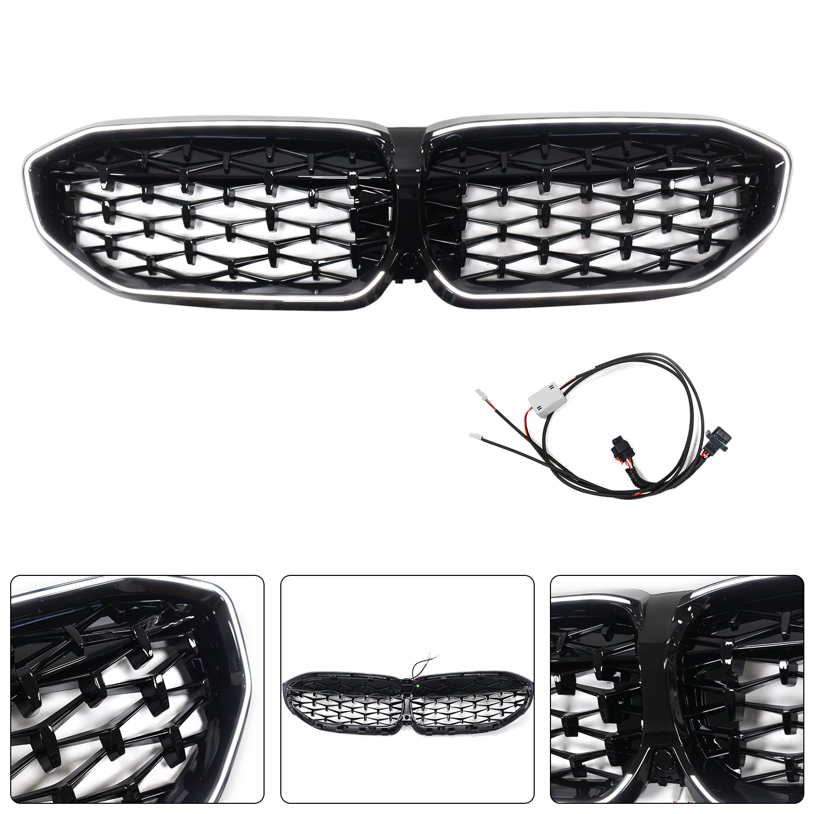 2019-2022 BMW 3 Series G20 lack Diamond Kidney Grille Grill 51138072085