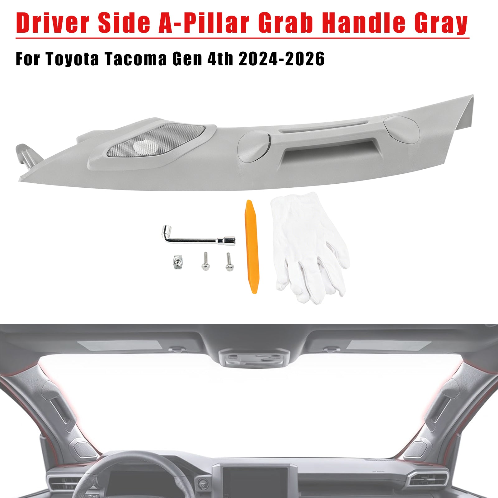 2024-2026 For Toyota Tacoma Gen 4th Driver Side A-Pillar Grab Handle Gray