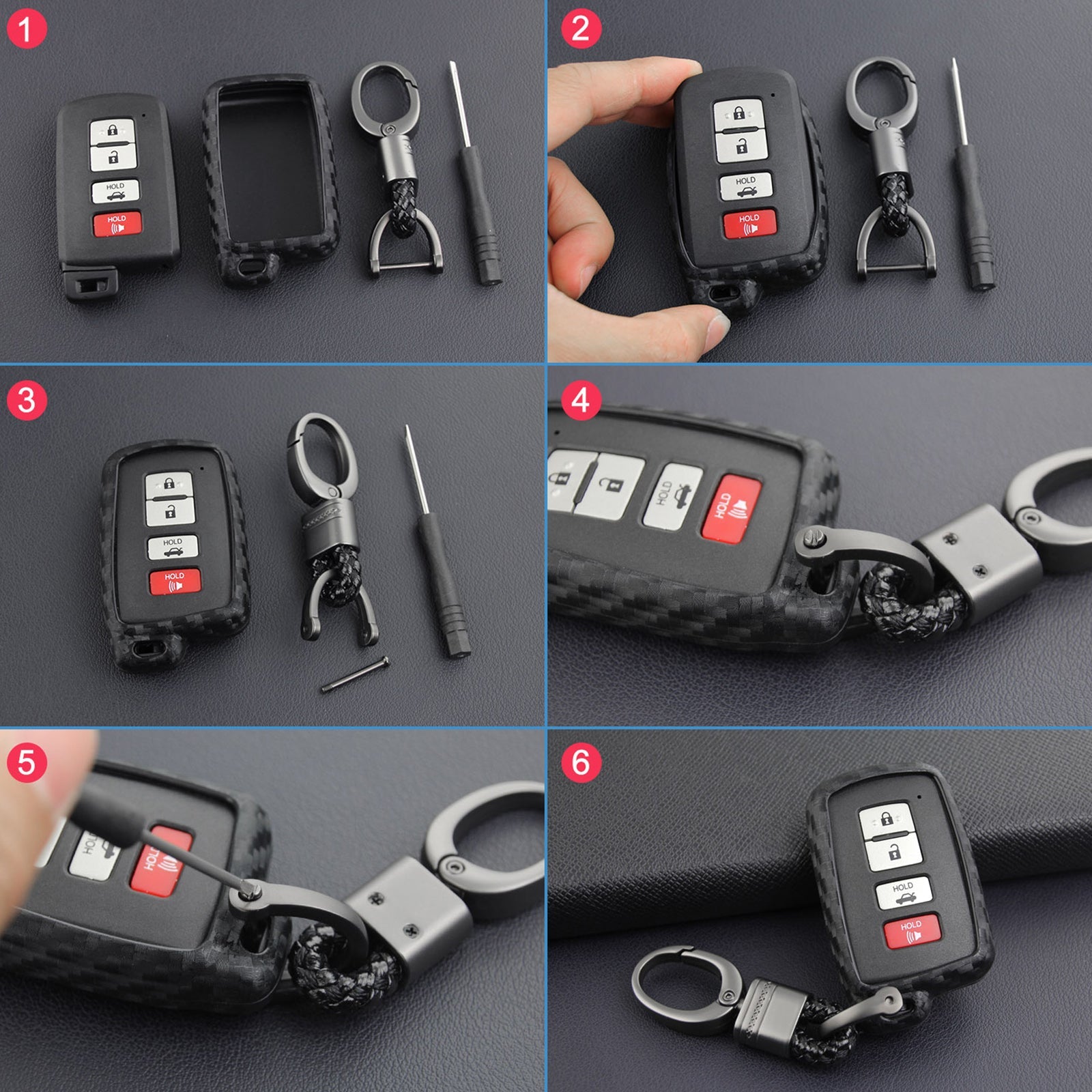 Leather Silicone Car Key Case Cover With Buckle For Toyota Highlander