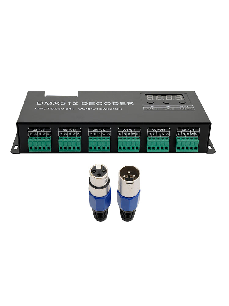 24 Channel DMX 512 Decoder RGBW PWM Dimmer Driver LED Strip Light Controller