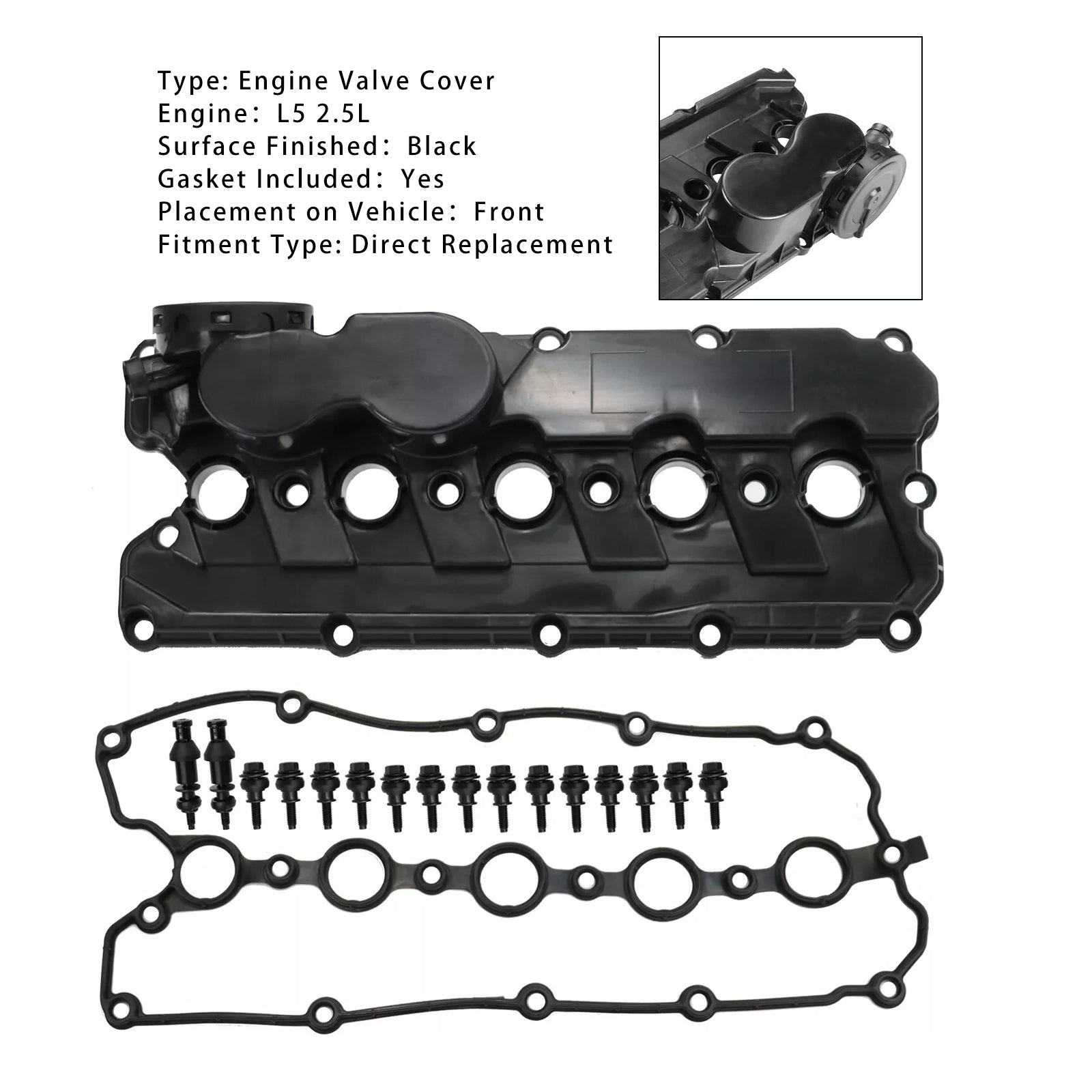 2006-2014 VW Jetta 2.5L Engine Valve Cover w/Gasket Bolts Cap 07K103469L 07K103469L