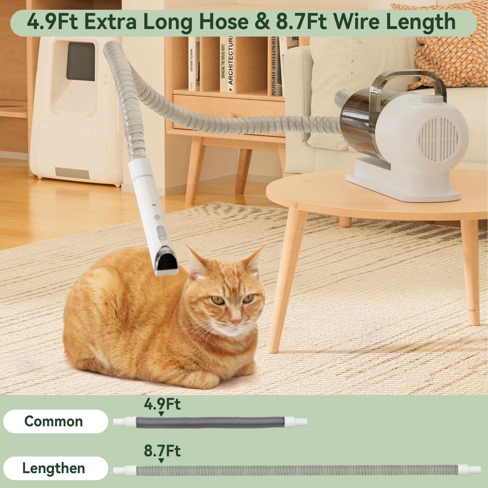 Dog Vacuum Brush for Shedding Grooming 5 In 1 Pet Grooming Kit Vacuum Suction Professional Pet Hair Clipper 1.5L Grooming Tools for Dogs Cats Pets