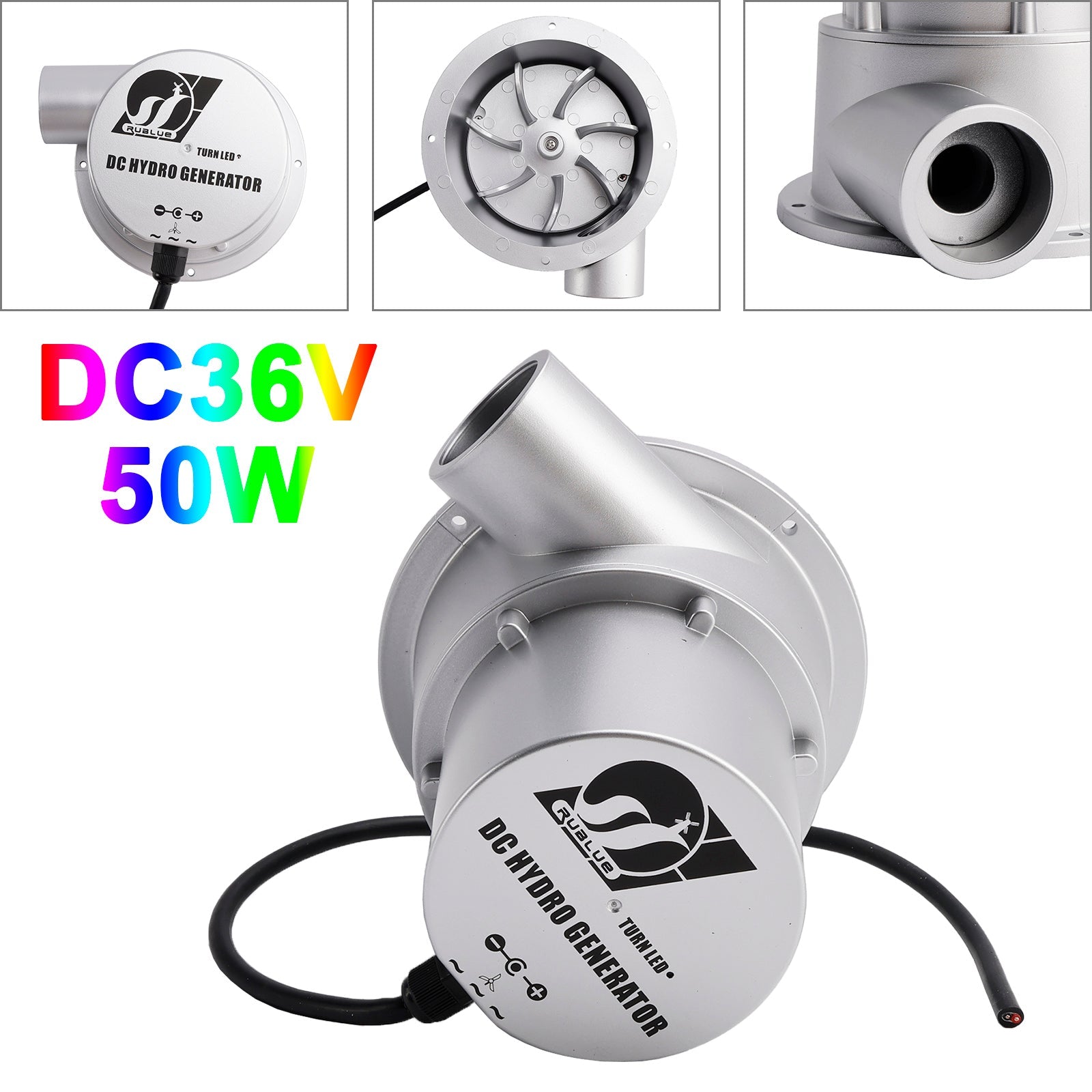 24V Water Flow Turbine Hydroelectric Generator DC36V 36W/50W AC Power Generation