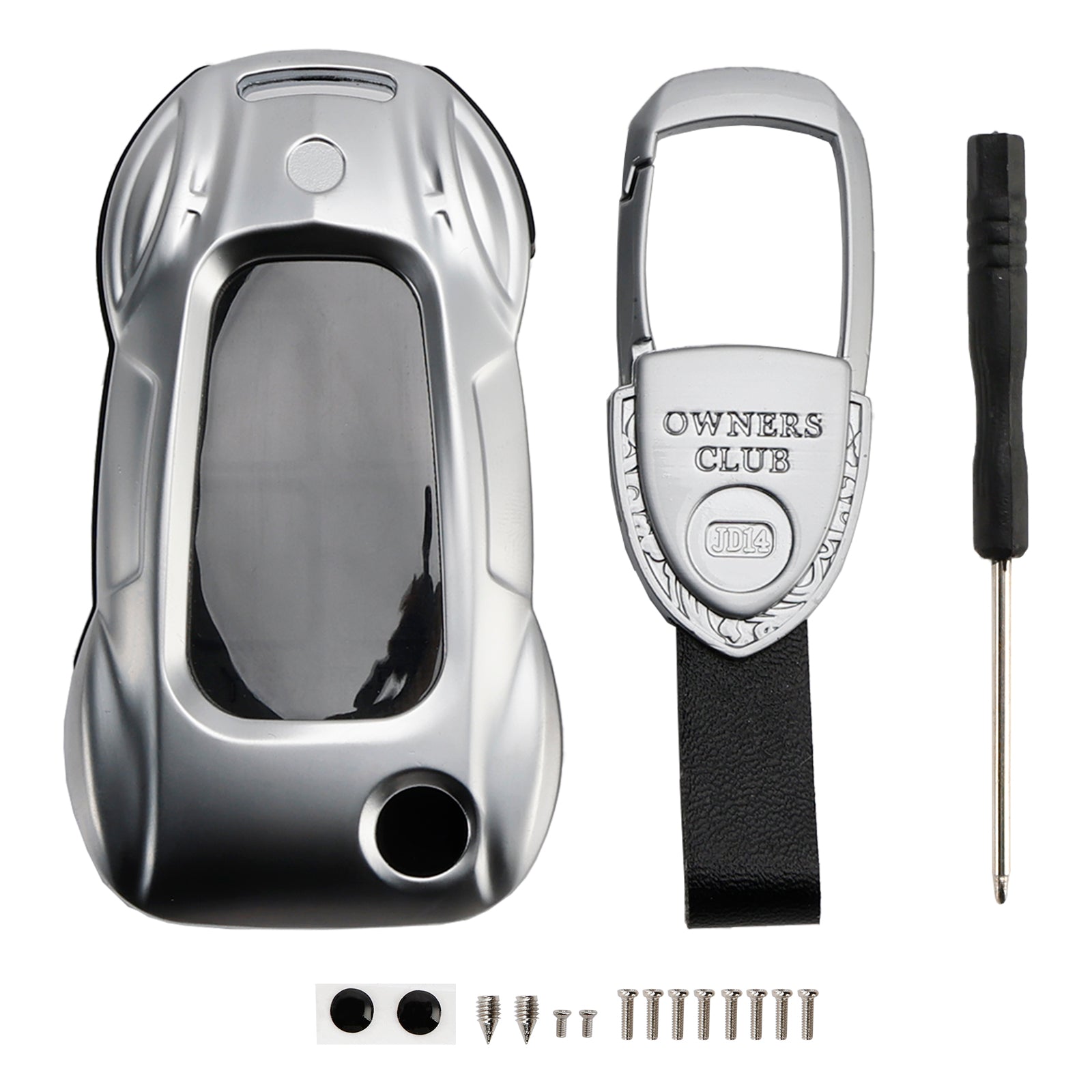 Audi A1 A3 S3 Leather Alloy Zinc Car Key Silvery Case Cover