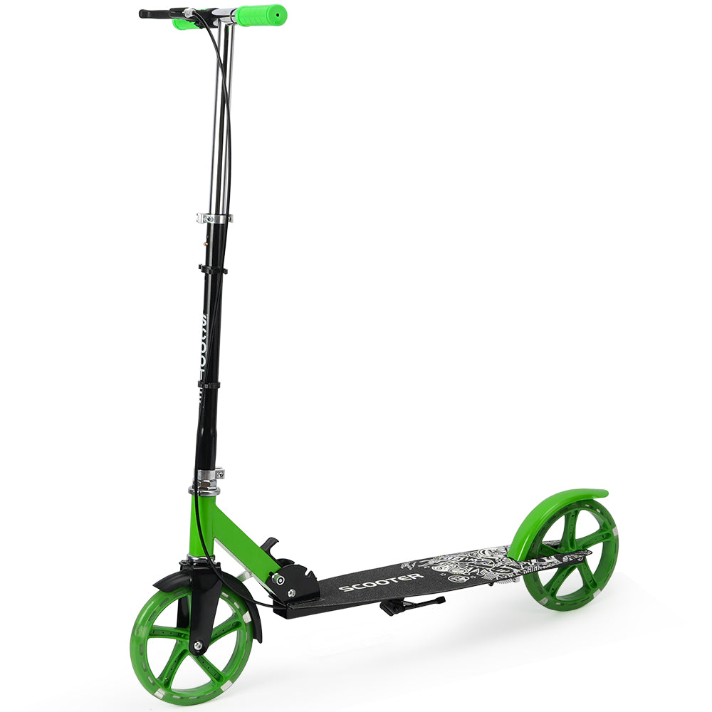 Foldable Commuter Kick Scooter For Adults and Teens With 8" Large solid pu luminous tire Dual Safety Brakes Anti-Slip Deck Commute Kick Scooter