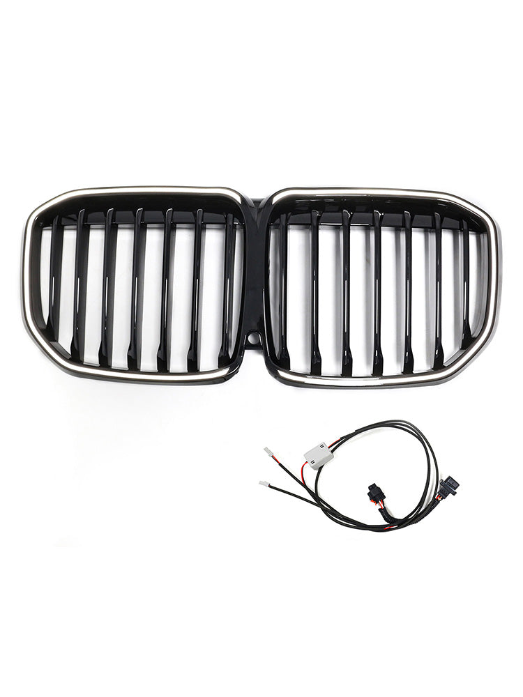 2019-2022 Fit BMW X7 G07 Single Slat Gloss Black Front Kidney Grill Grille