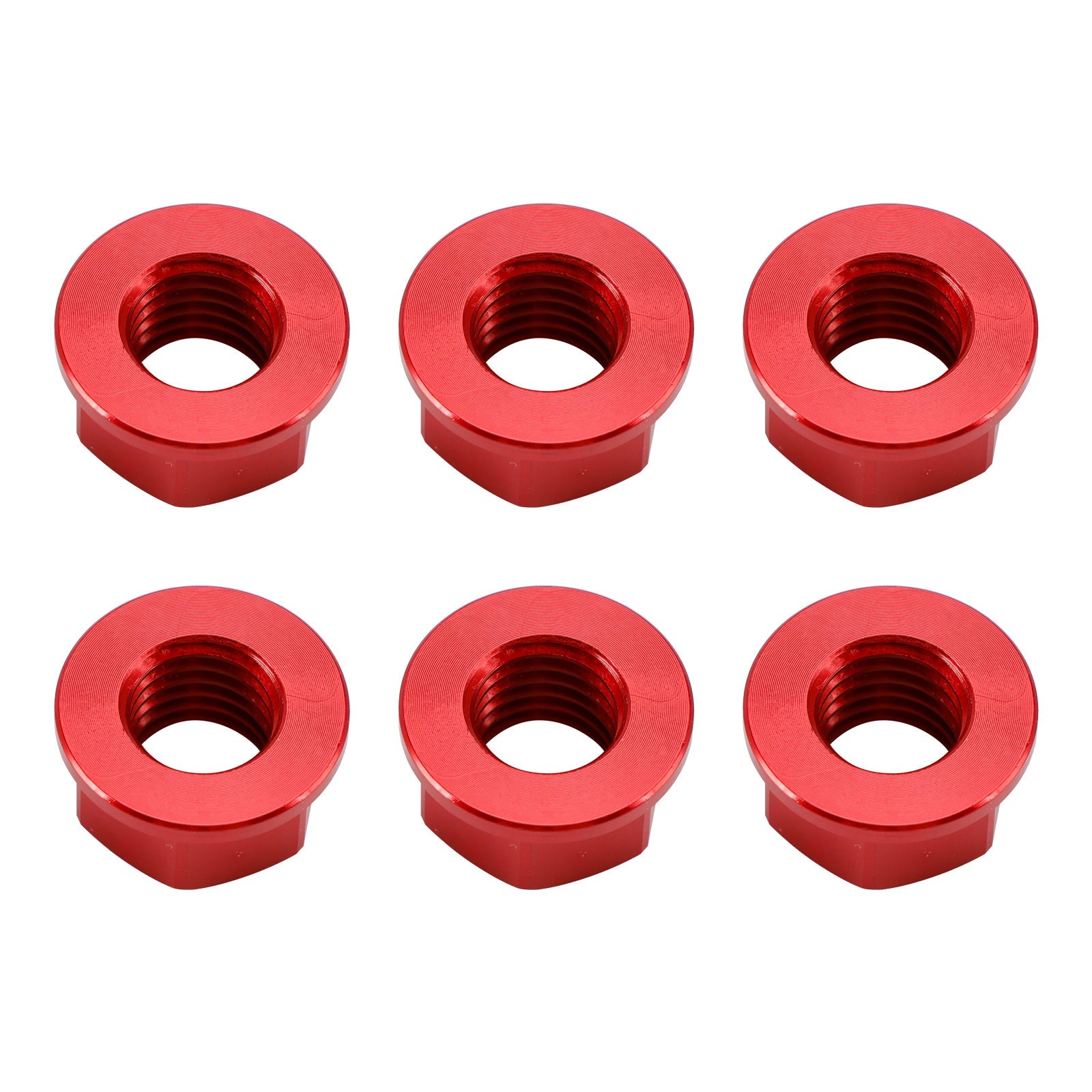 6 Pack Aluminum Rear Sprocket Flange Nuts M10X1.5mm Red For Motorcycle Bike