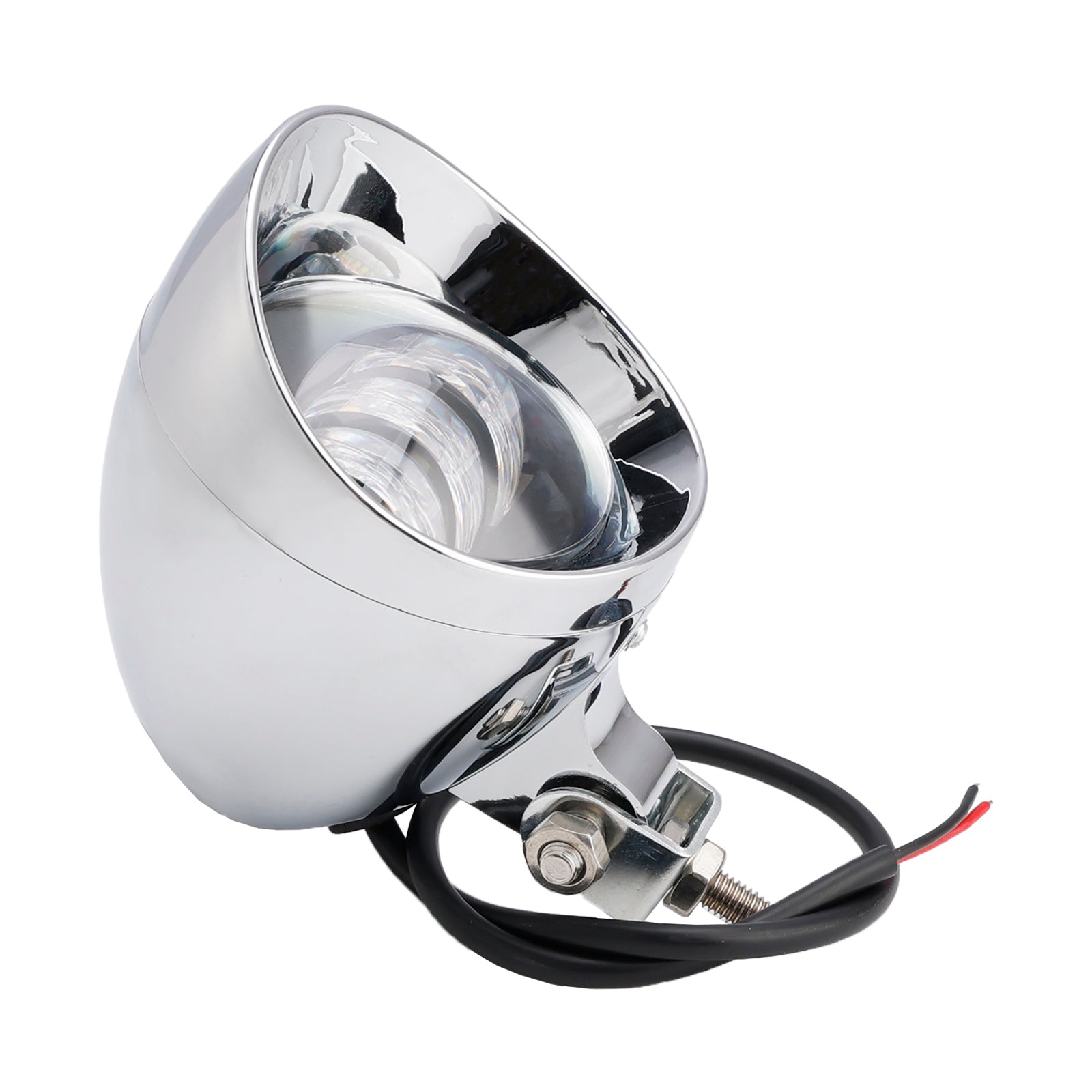 Motorcycle Beam Headlight Fog Lamp Custom Chrome Fits For Racer Bobber Chopper