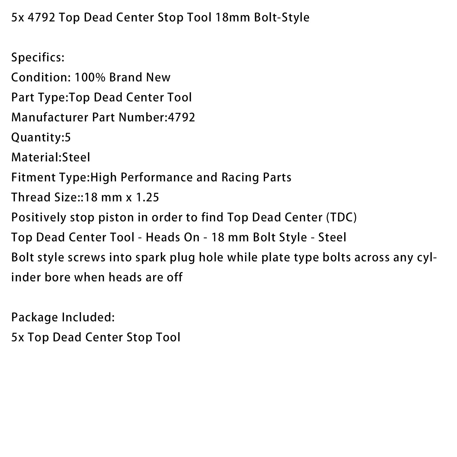 5X 4792 Top Dead Center Stop Tool 18mm Bolt-Style