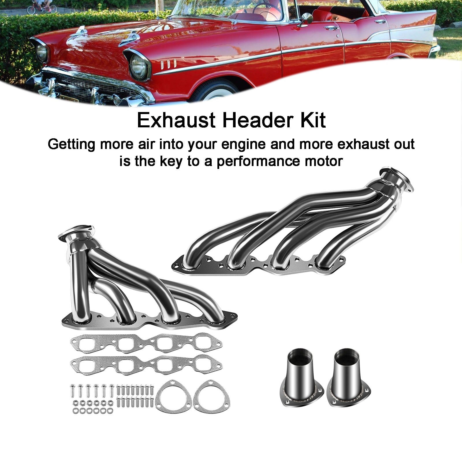 Exhaust Manifold Shorty Header Fit Chevy Bel Air 1971-1972 Fit Biscayne 6.6L