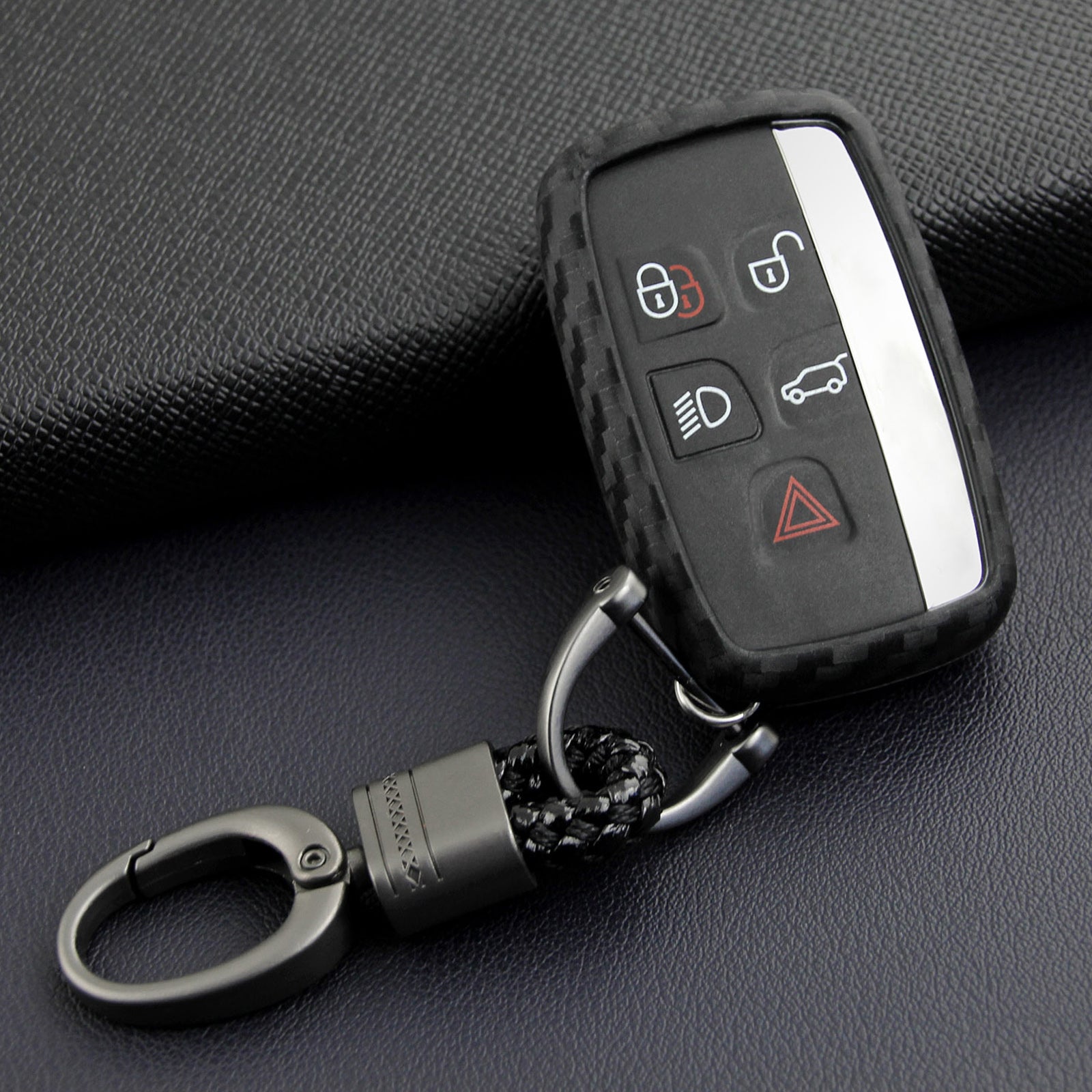 Leather Silicone Car Key Case Cover With Buckle For Range Rover