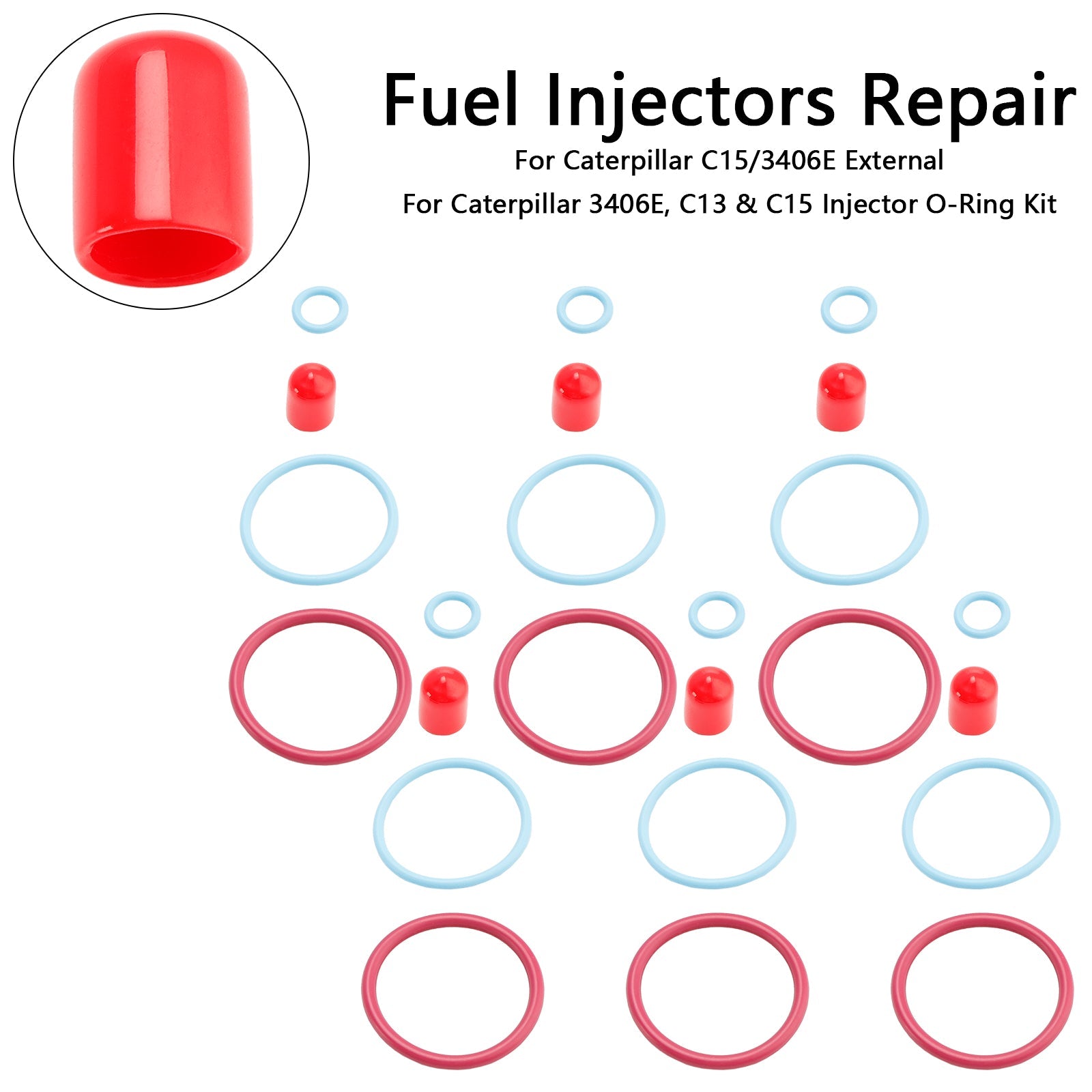 CAT C15/3406E External 6PCS Fuel Injectors Seal O-Ring Kit Fit Caterpillar 2481394 248-394 189-5390 1895390
