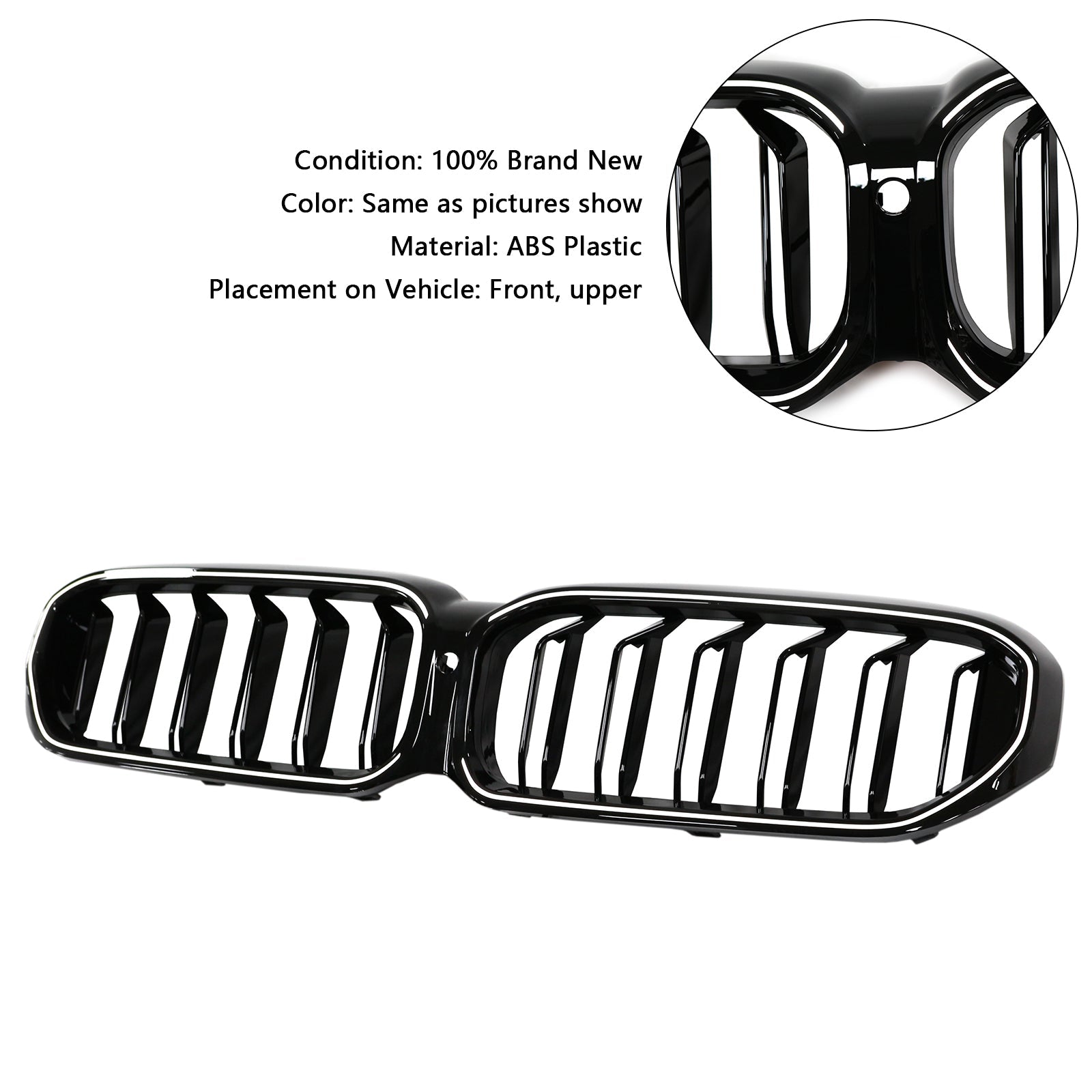 2021-2024 BMW 5 Series G30 G38 Double Slat Front Kidney Grille Gloss Black