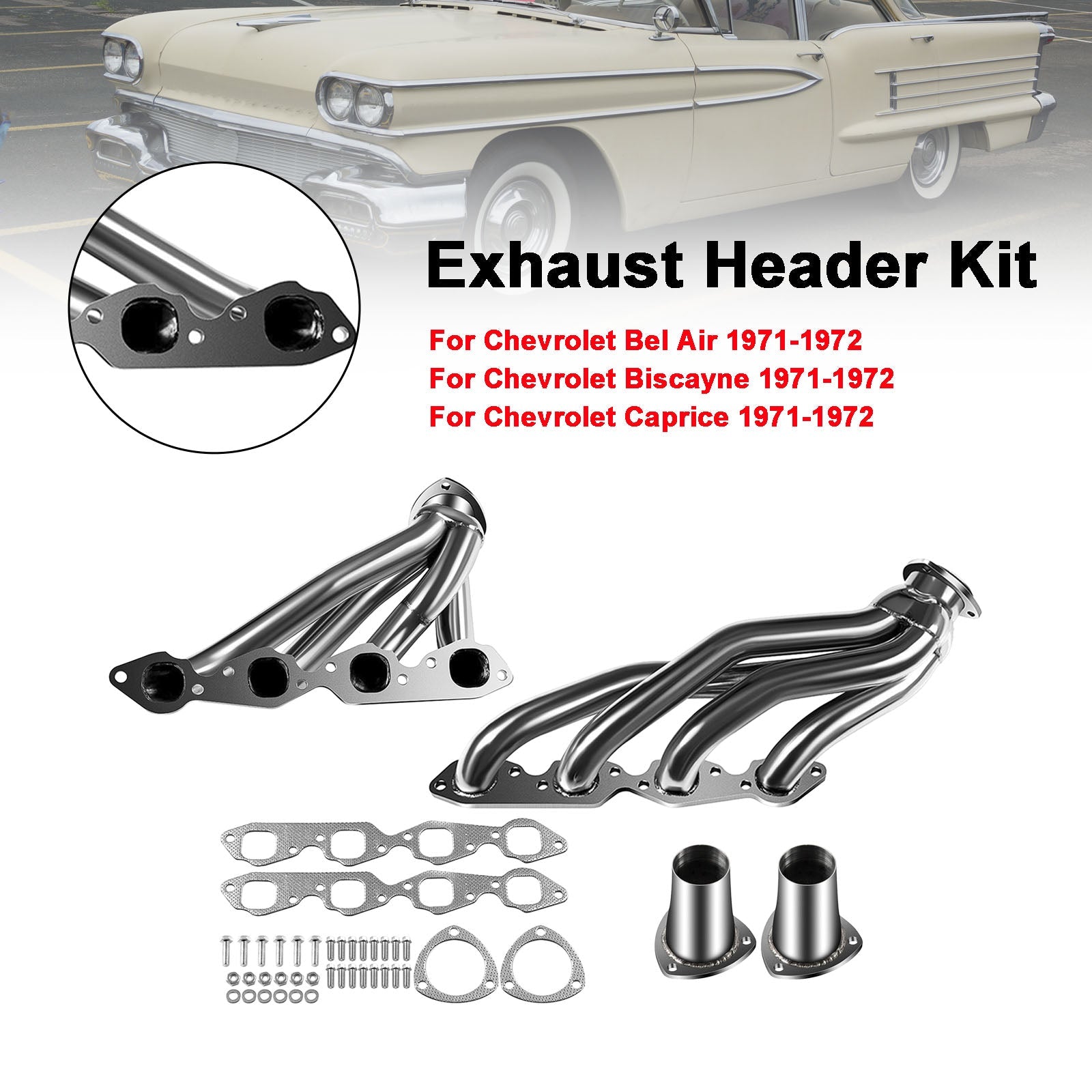 Exhaust Manifold Shorty Header Fit Chevy Bel Air 1971-1972 Fit Biscayne 6.6L