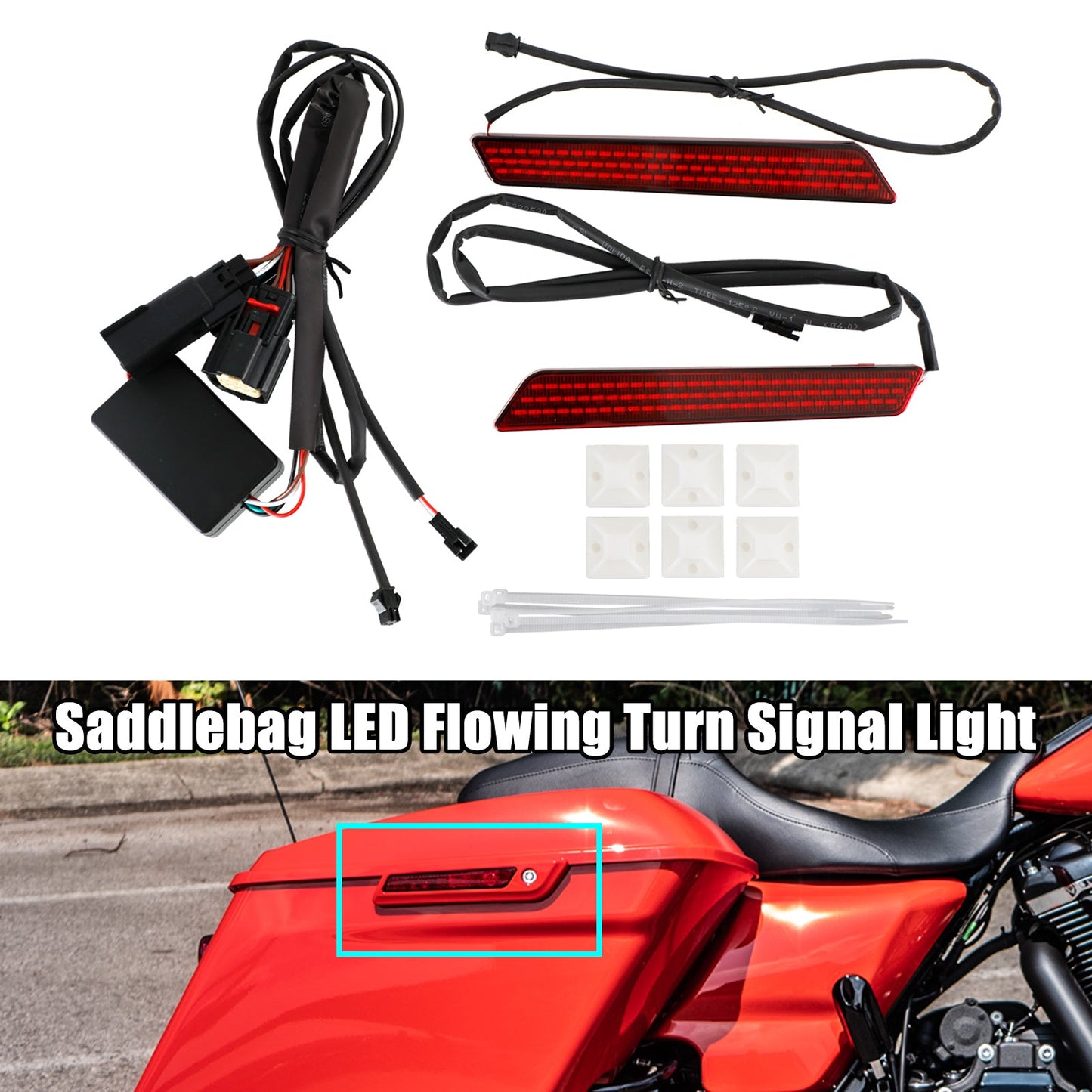 14-22 Touring Glide Road Glide Saddlebag LED Flowing Turn Signal Light For