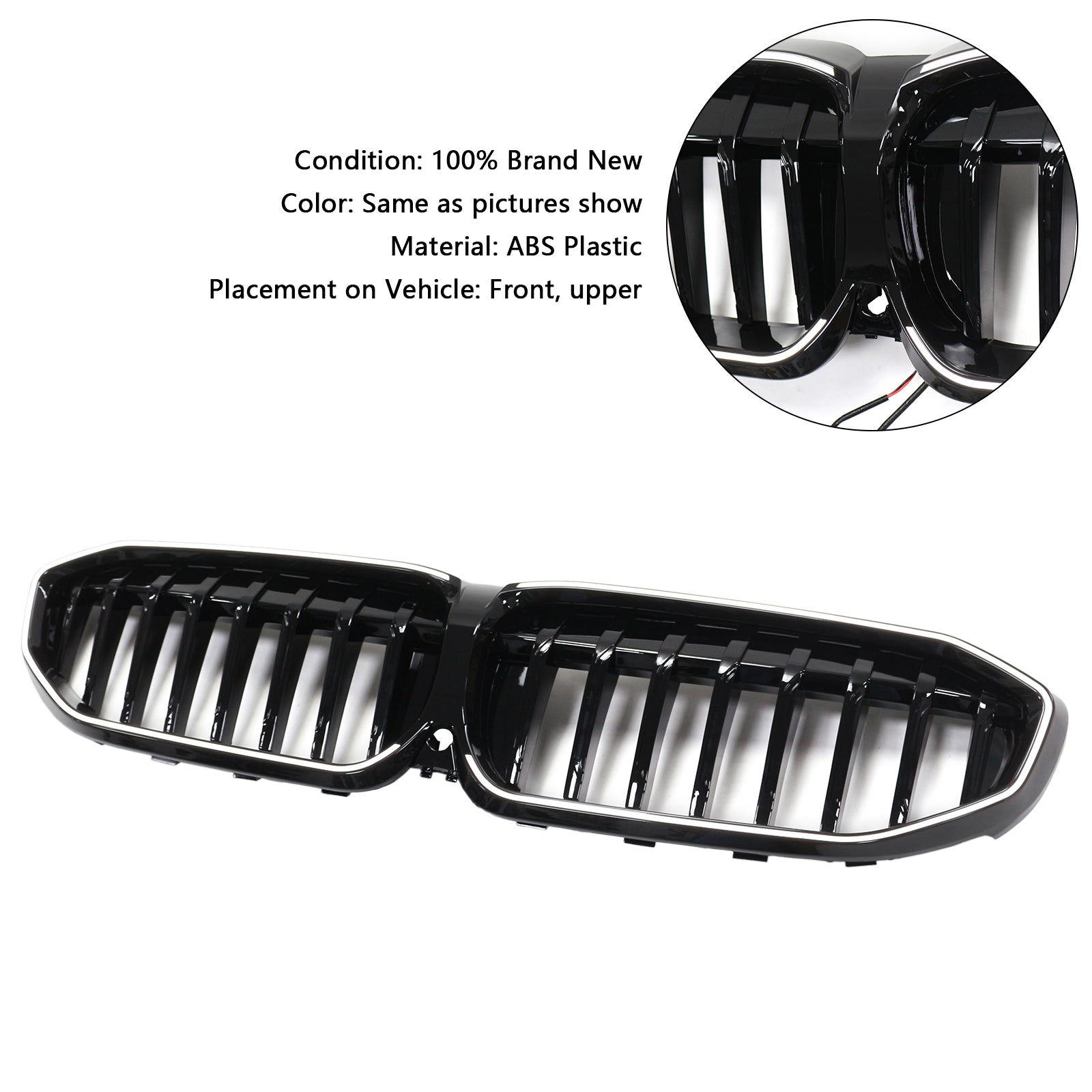 2019-2022 BMW 3 Series G20 Glossy Black Kidney Grille Grill 51138072085