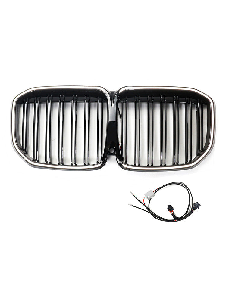 2019-2022 Fit BMW X7 G07 Double Slat Gloss Black Front Kidney Grill Grille