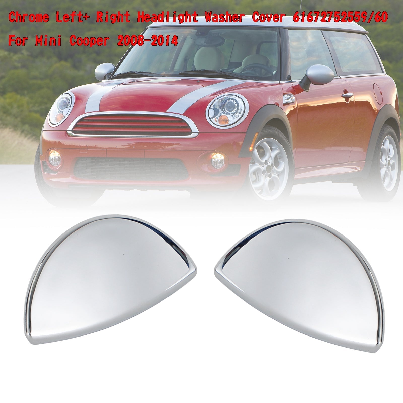 2009-2015 R57 MINI Cooper S Convertible Chrome Left+ Right Headlight Washer Cover 61672752559/60