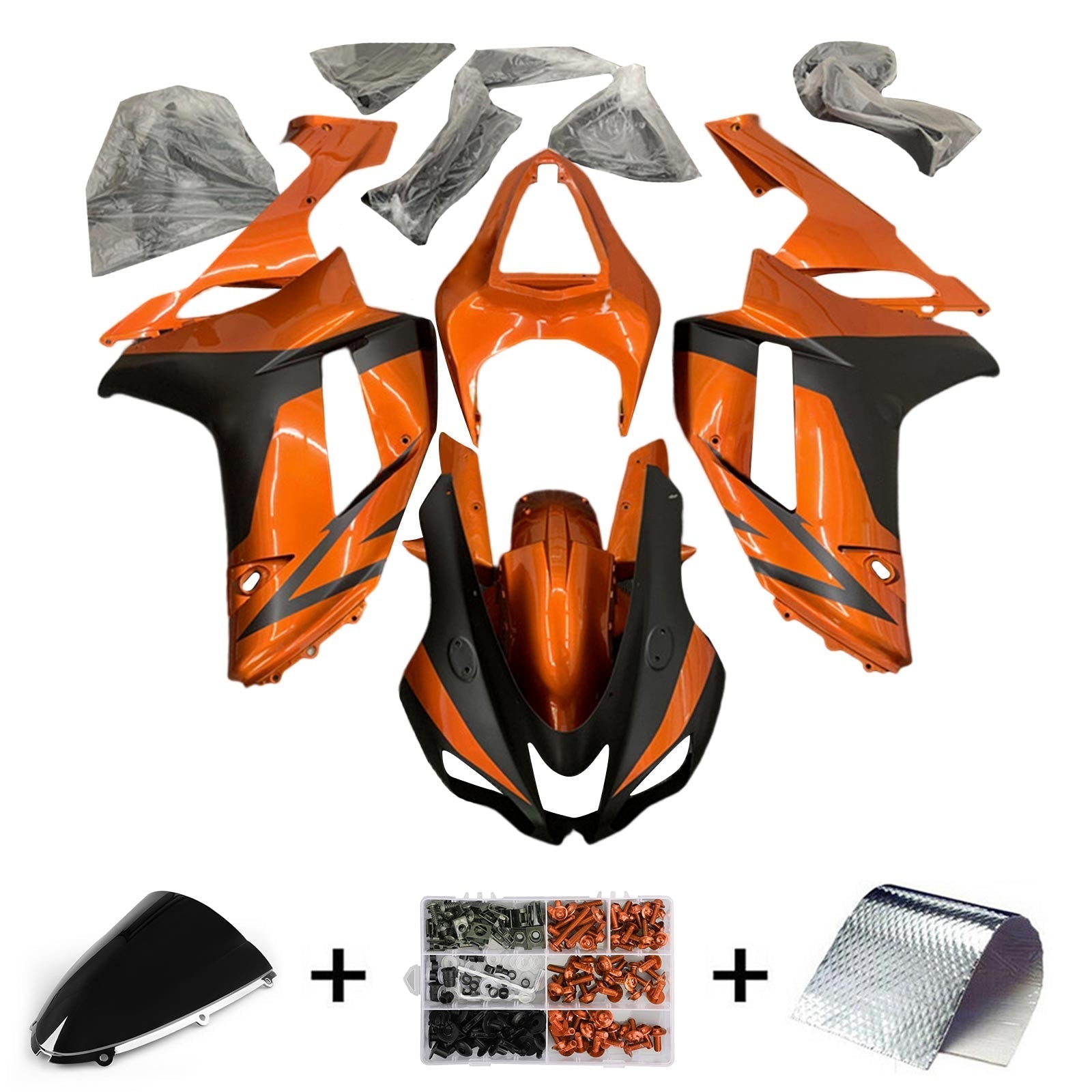 2007-2008 Kawasaki ZX6R Fairing Kit Bodywork Plastic ABS