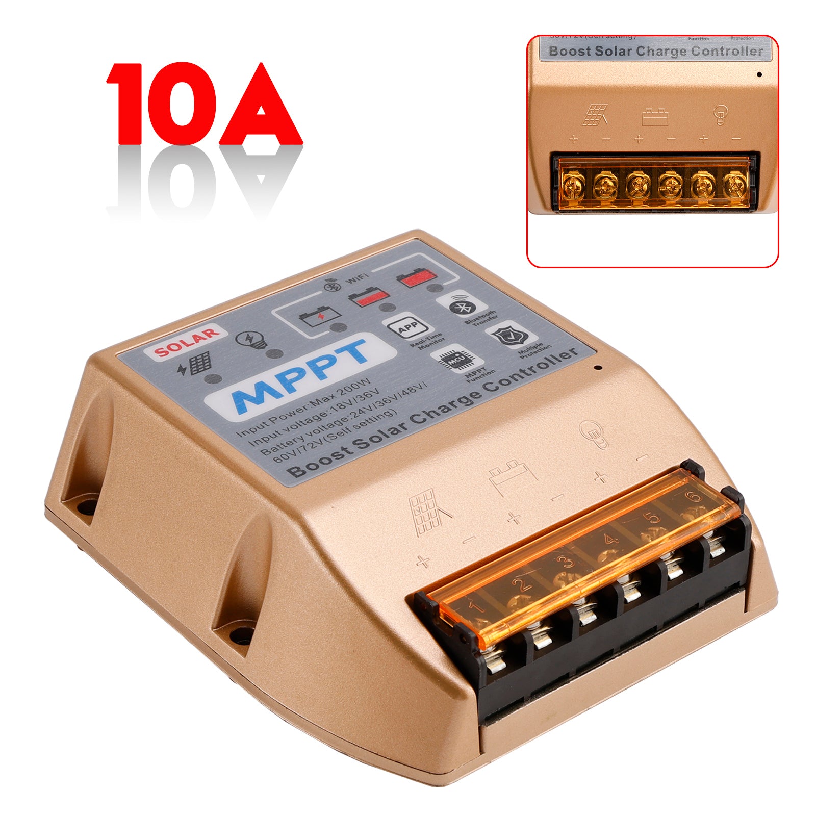 10A/20A/30A Boost MPPT Solar Controller 24V36V48V60V72V Mobile APP Smart Control