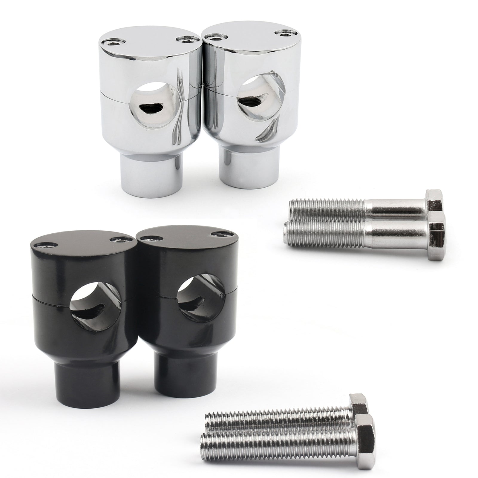 Handle Bar Riser Risers Mount Mounting Clamps Motorcycle Bike 7/8" 22mm Black