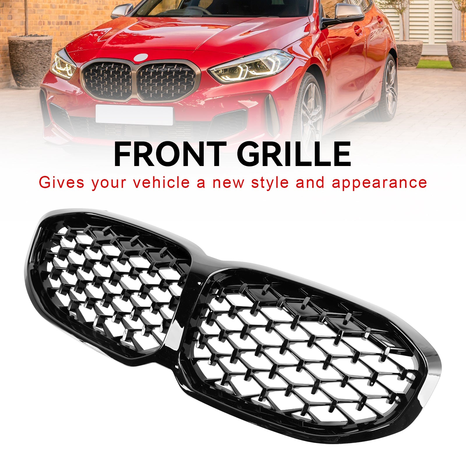 BMW 1 Series F40 2019-2024 Gloss Black Diamond Front Kidney Grill Grille