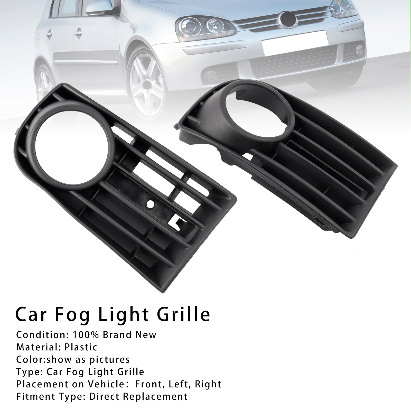 2005-2009 VW Golf V MK5 1 Pair Front Bumper Fog Light Grill Cover Bezel