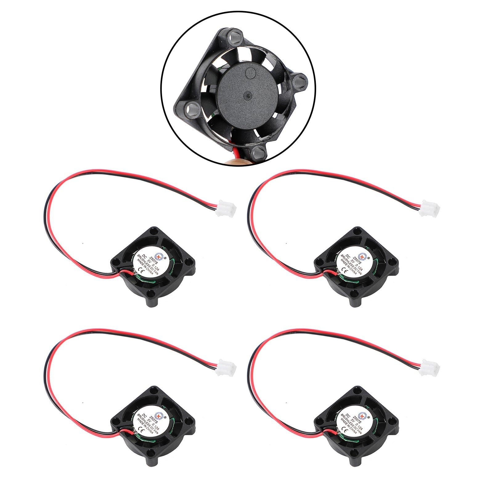 2 Pin Wire Brushless DC Cooling Blower Fan 5V 0.12A 2507S 25x25x7mm