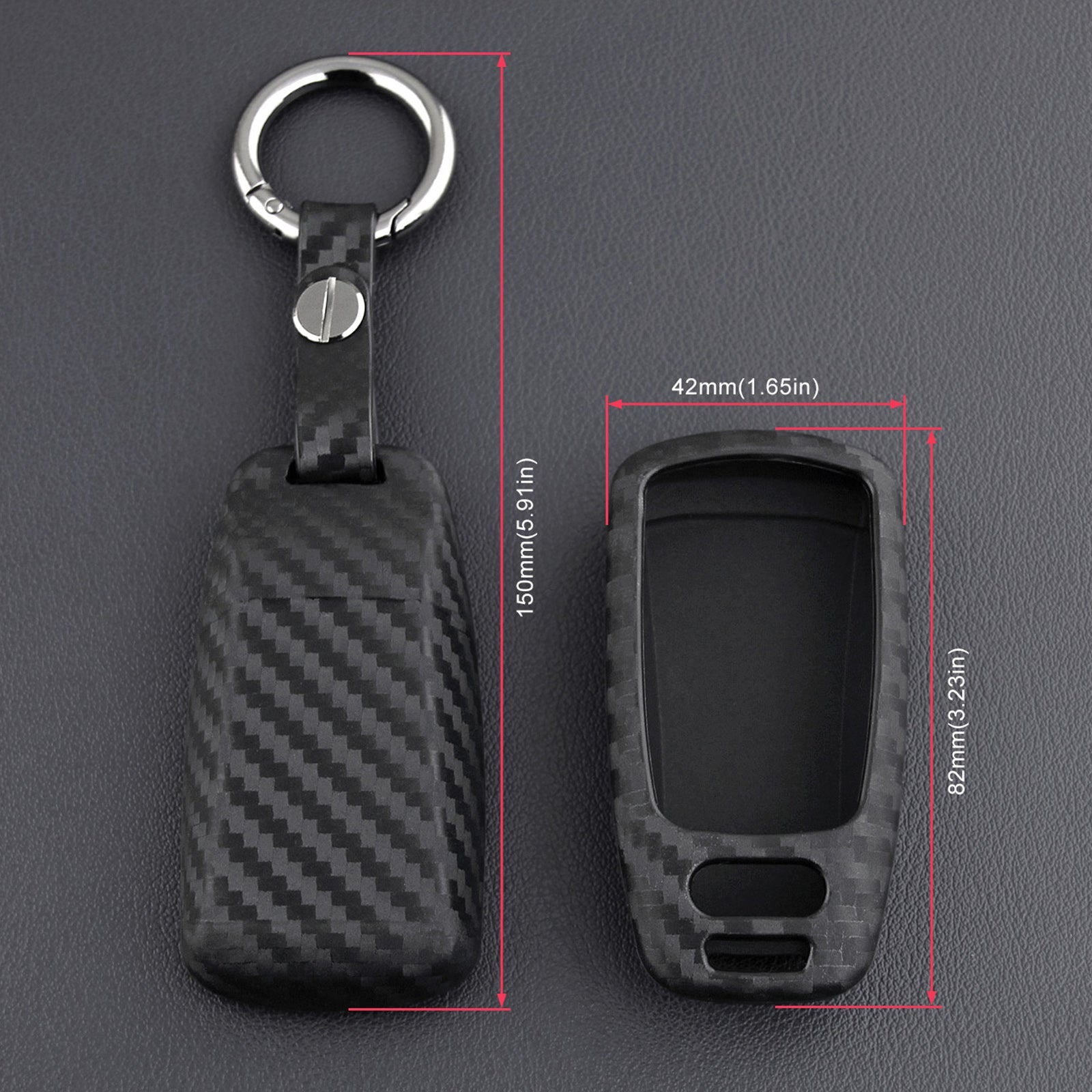 Leather Silicone Car Key Case Cover With Buckle For Audi