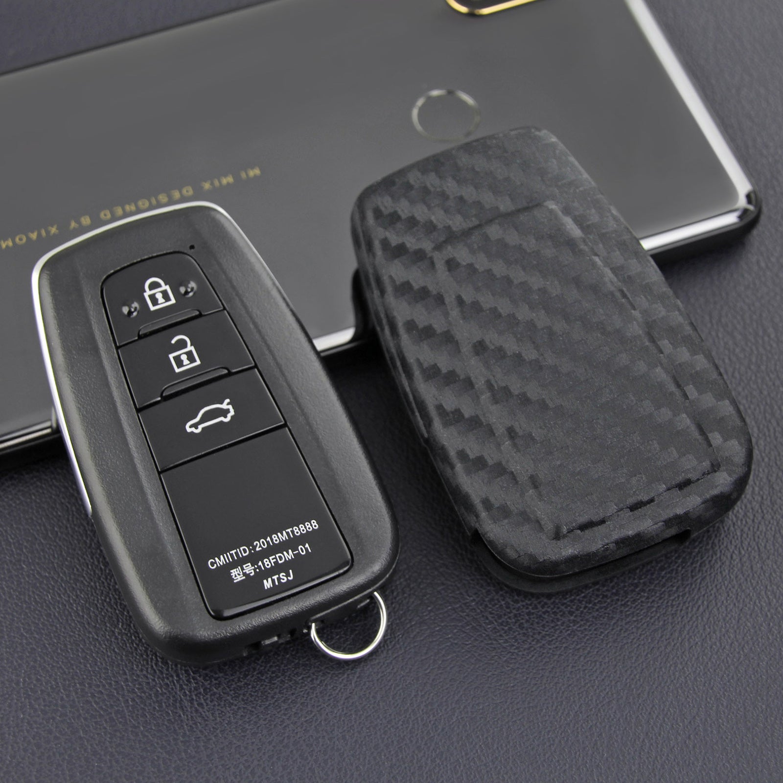 Leather Silicone Car Key Case Cover With Buckle For Toyota Camry