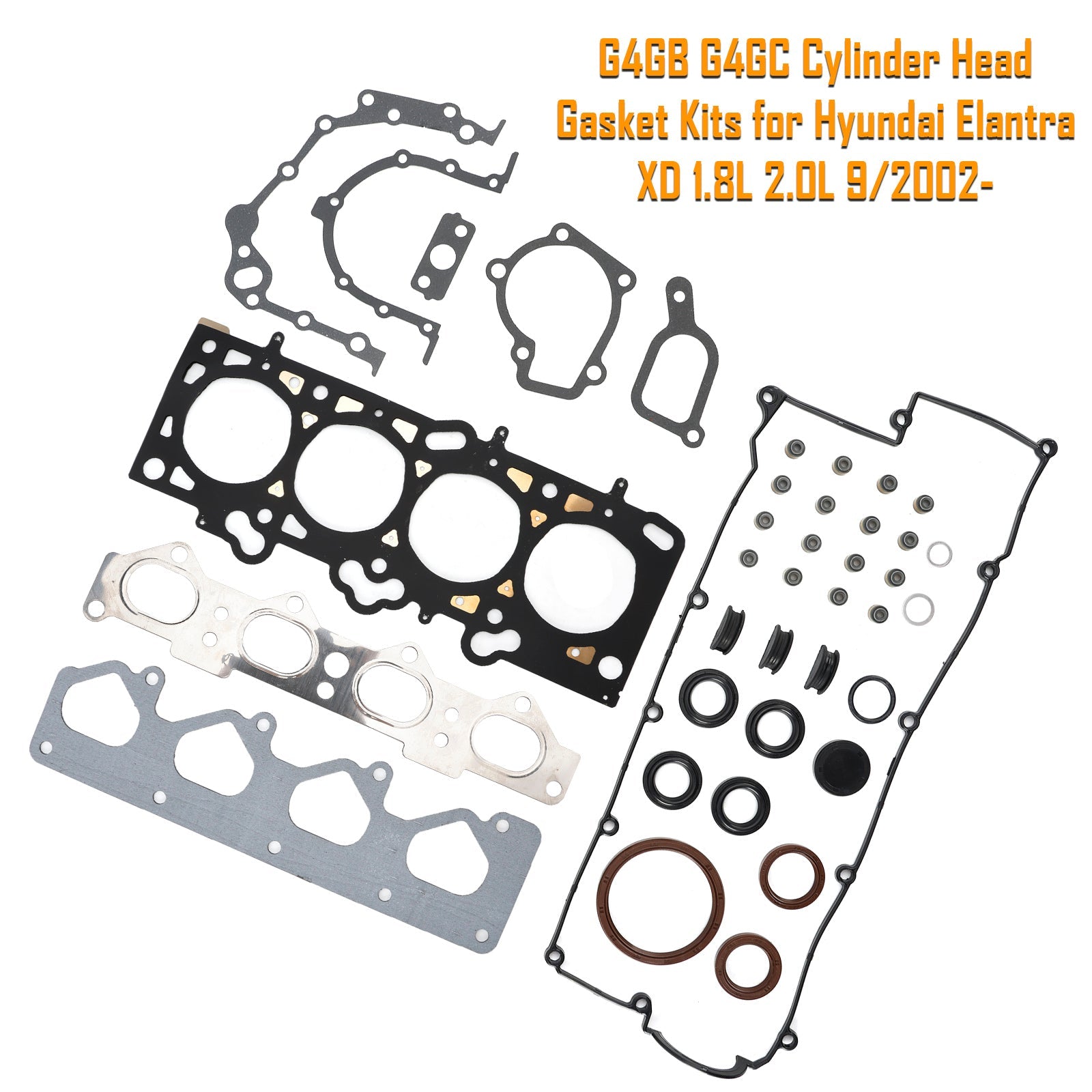 1995-2000 HYUNDAI LANTRA, 2.0L, 4CYL, BELT DRIVEN 16V DOHC, EFI, J2 & J3 G4GB G4GC Cylinder Head Gasket Kits ENGINE CODE: G4GM & G4GF