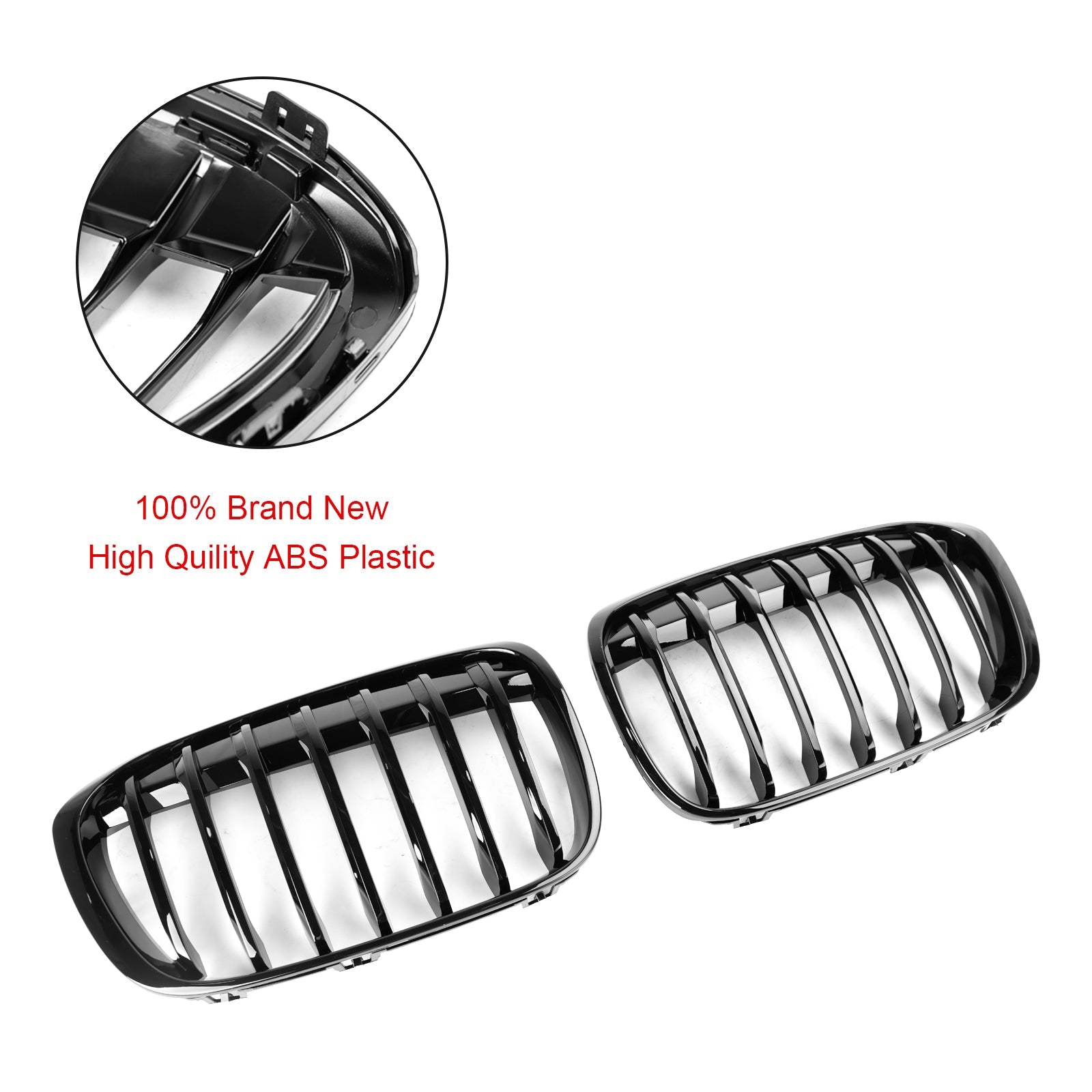 2016-2018 BMW X1 F48 F49 Gloss Black Front Kidney Grille Grill 2PCS