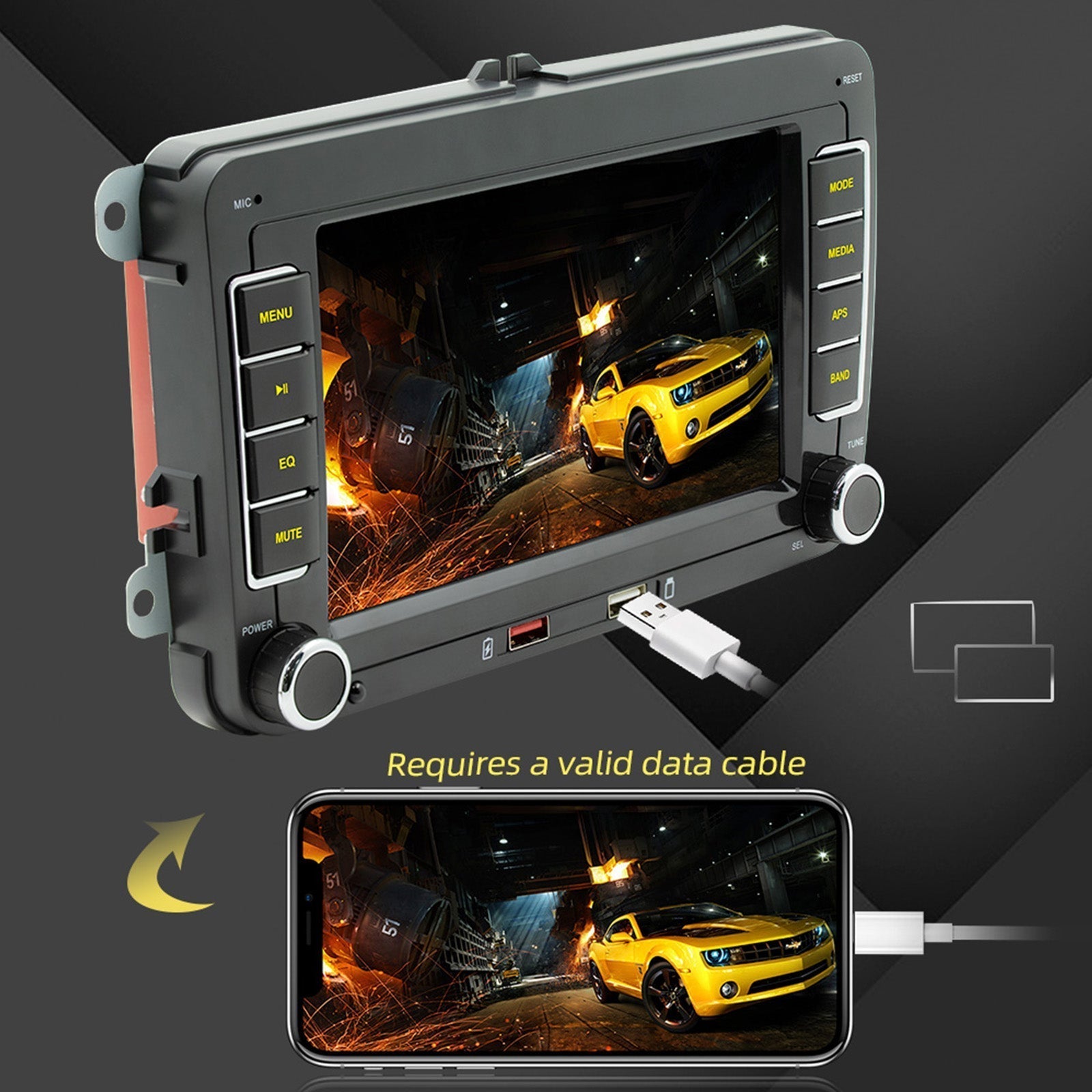 7" Volkswagen Car Bluetooth Radio MP5 Car Player Wireless Carplay + 4 LED Camera