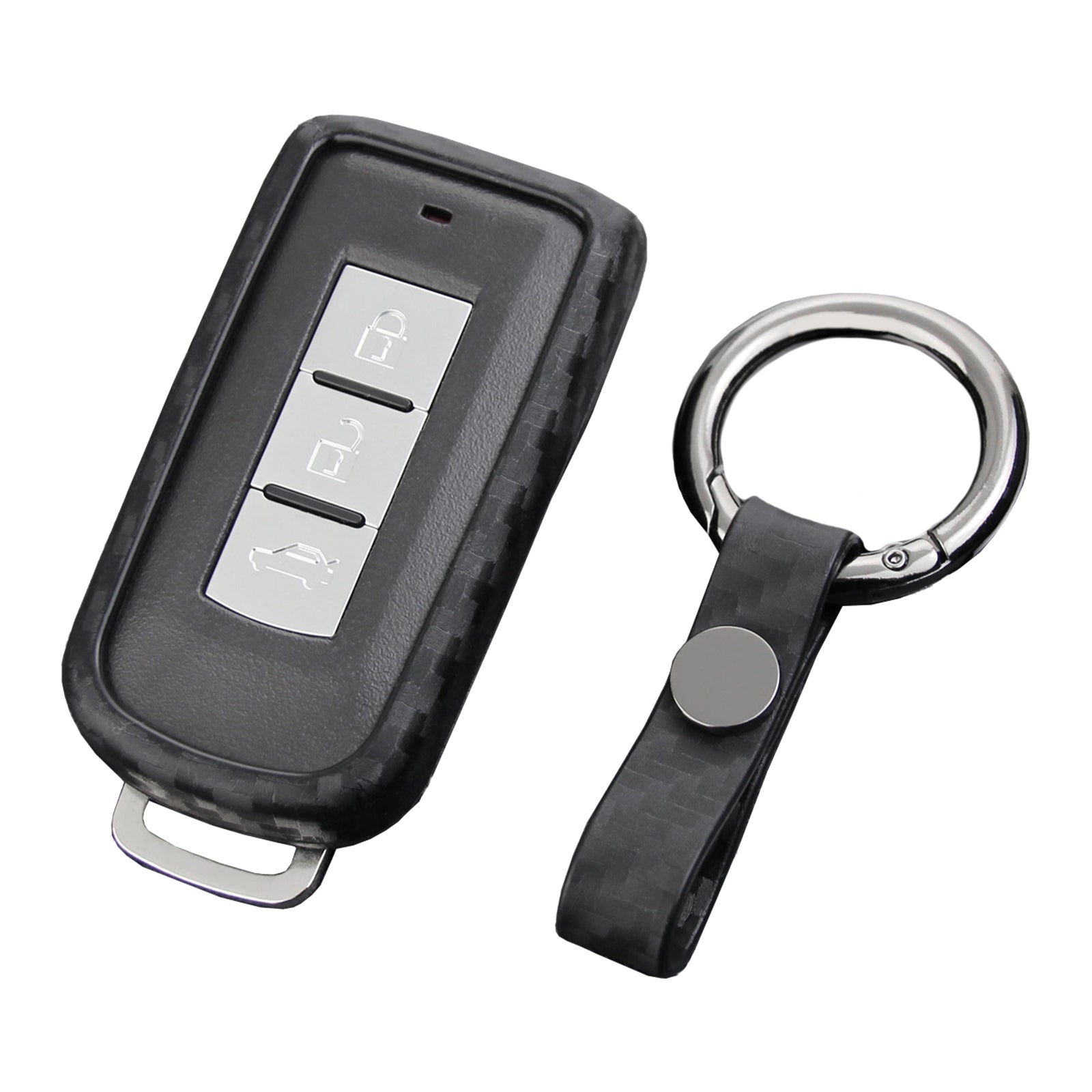 Leather Silicone Car Key Case Cover With Buckle For Mitsubishi